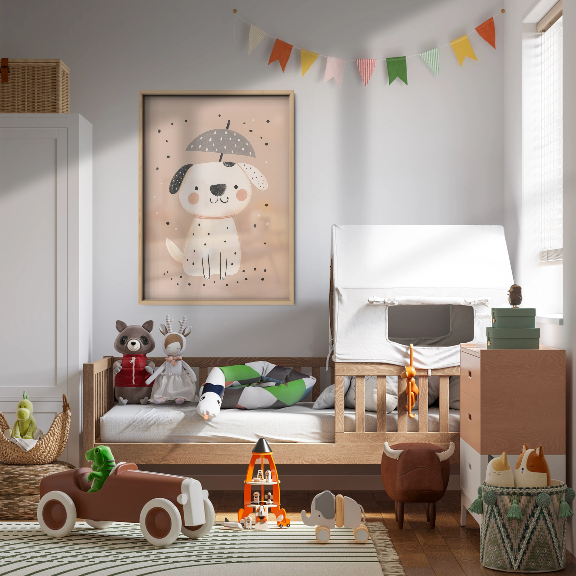 Puppy in the Rain Nursery Print