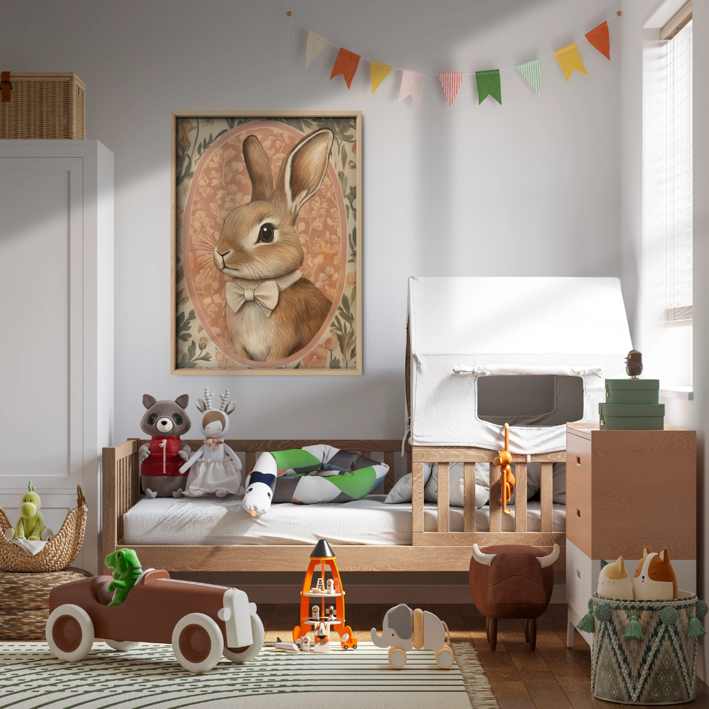Rabbit Cameo in Terracotta Nursery Print