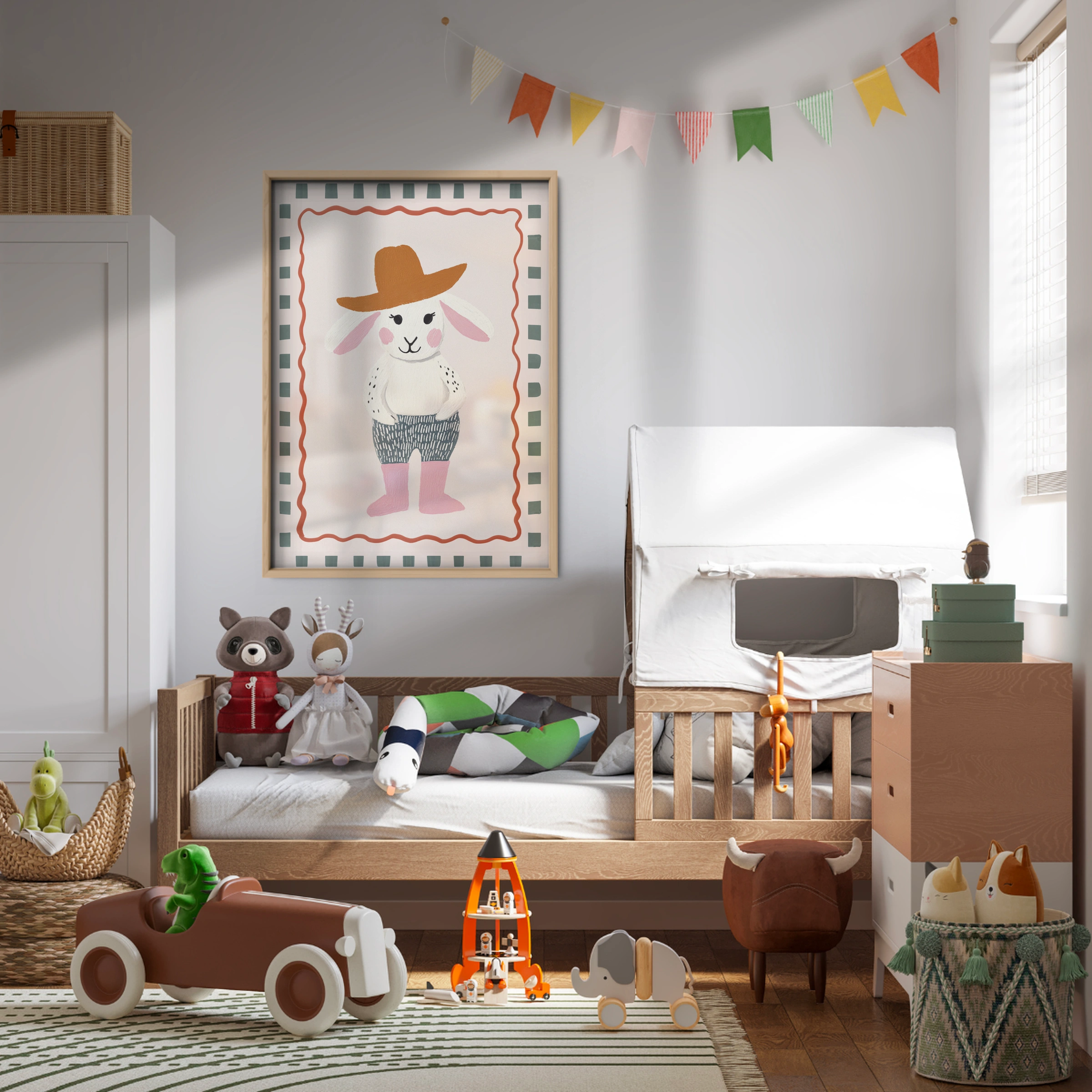 Rabbit in a Sunhat Nursery Print