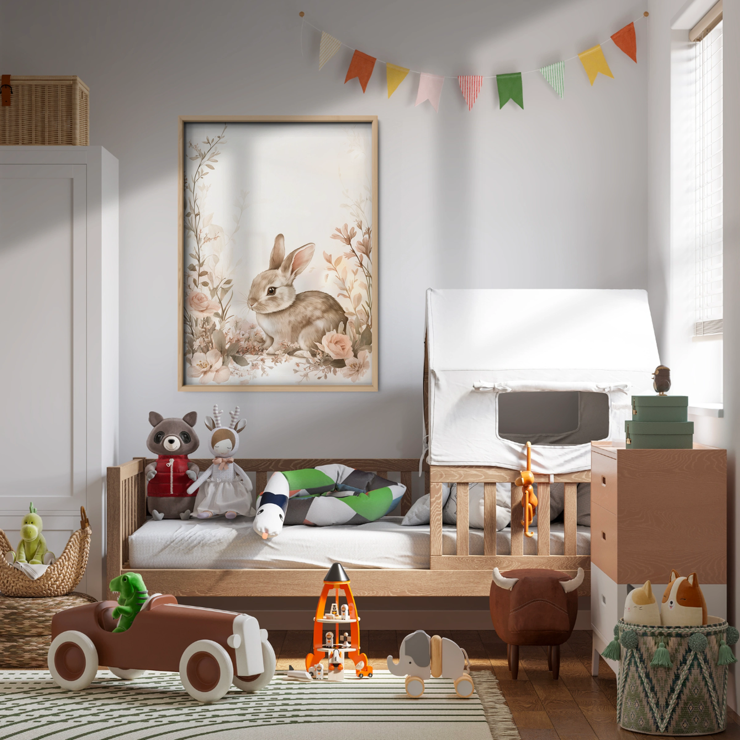 Rabbit in Roses Nursery Print