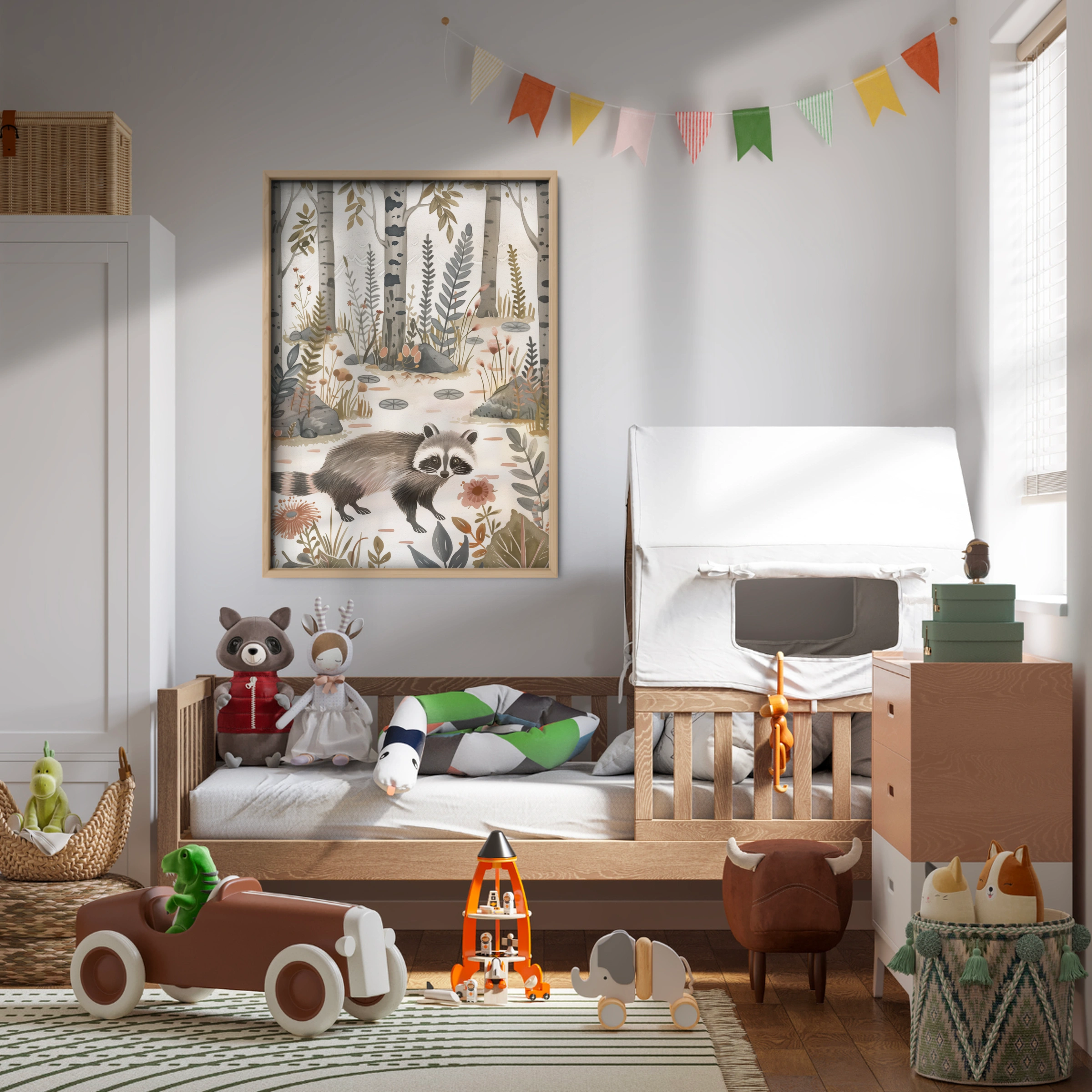 Raccoon in the Forest Nursery Print