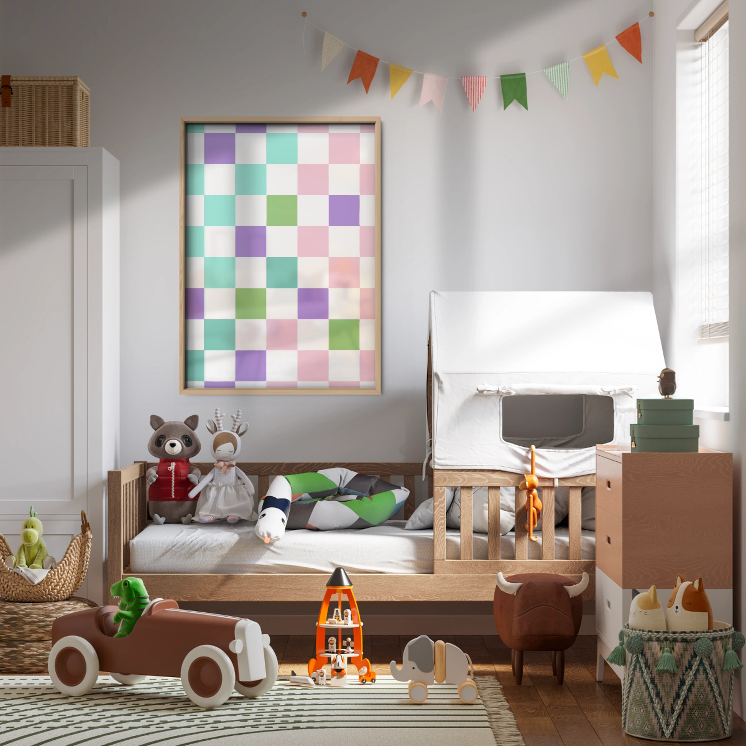 Rainbow Checkerboard Nursery Print