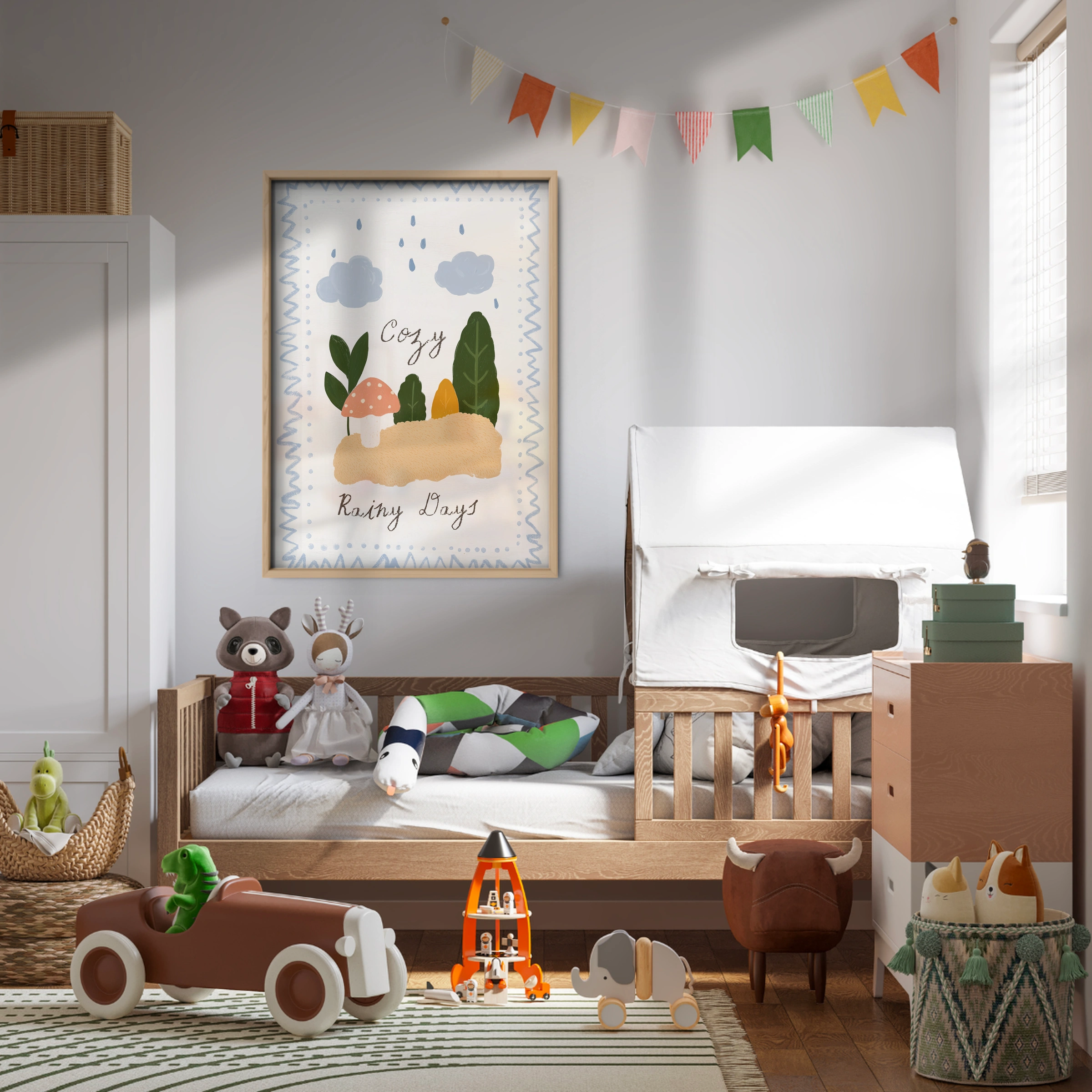 Rainy Days Busy Days Nursery Print