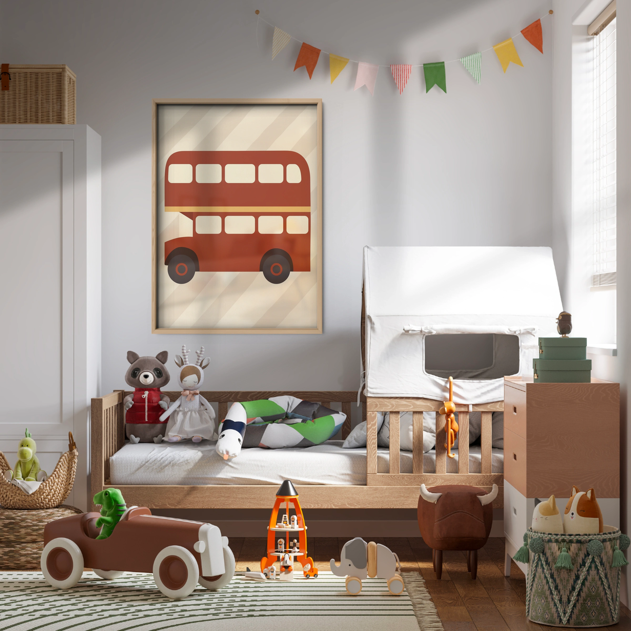 Red Double Decker Bus Nursery Print