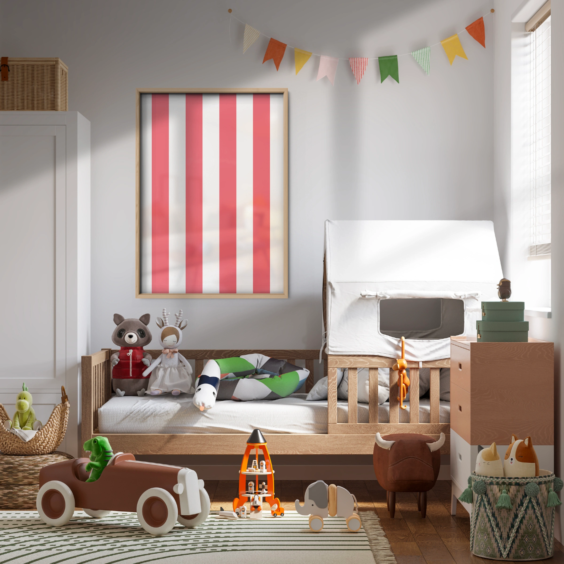 Red Stripes Nursery Print