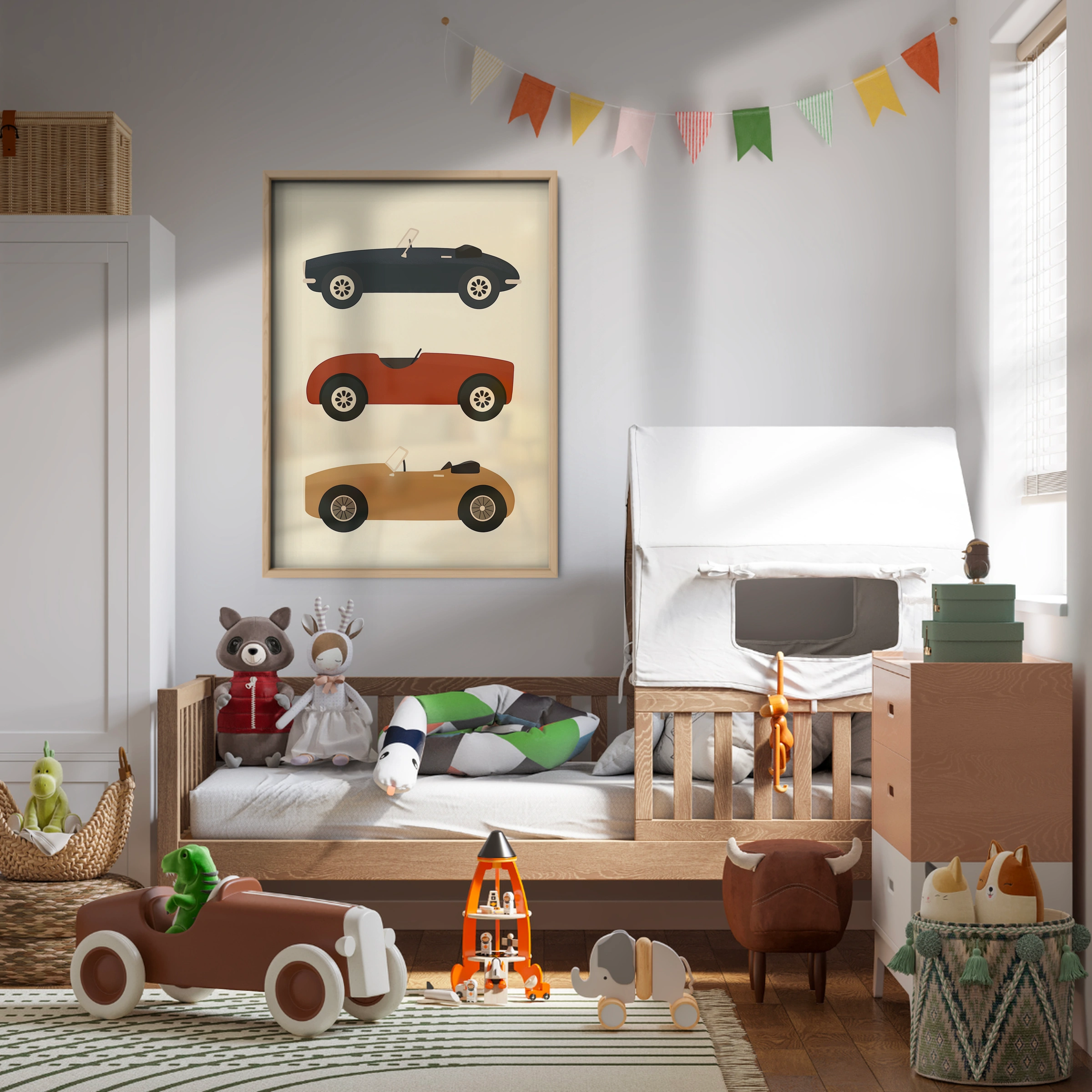 Retro Roadsters Nursery Print