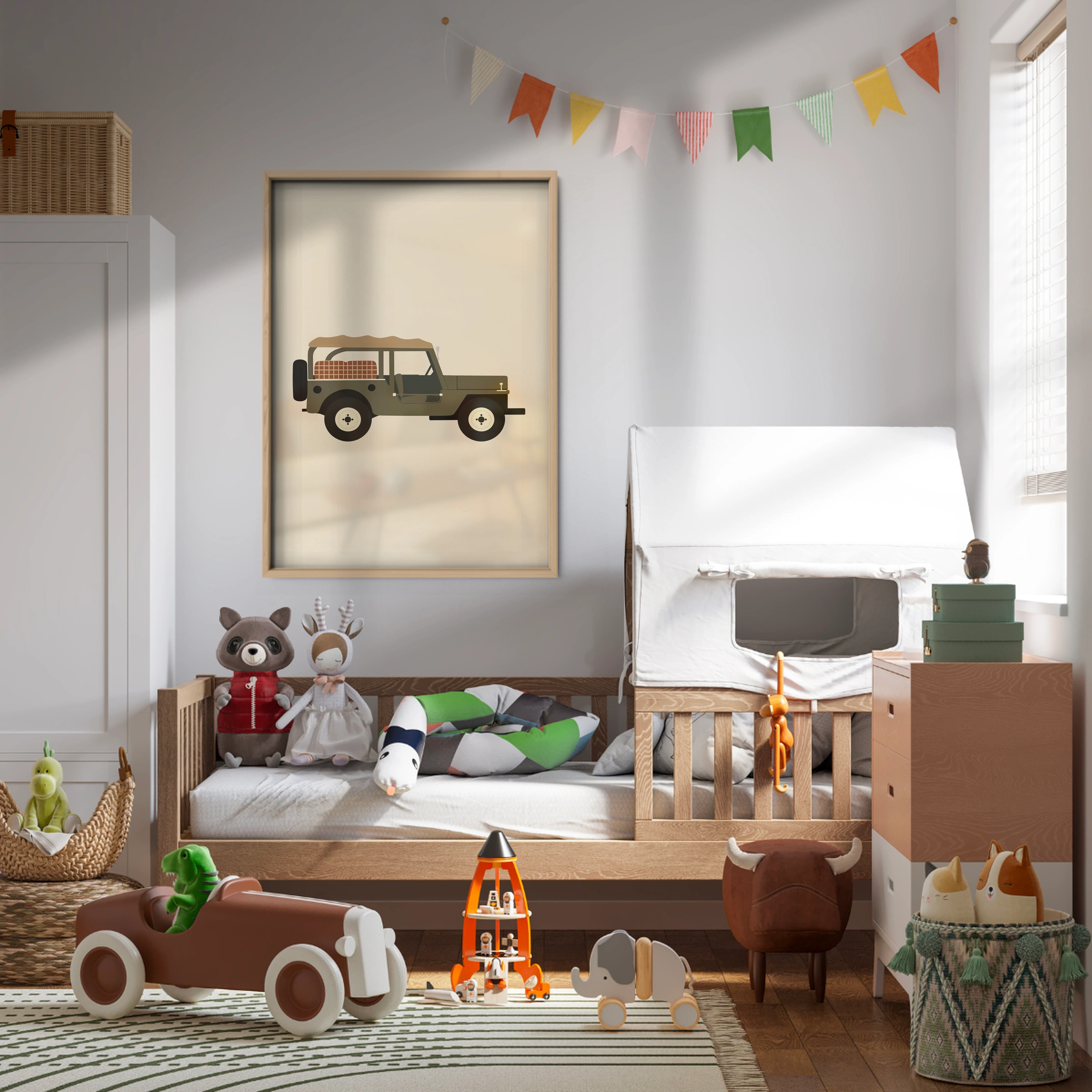 Safari Land Rover Nursery Print