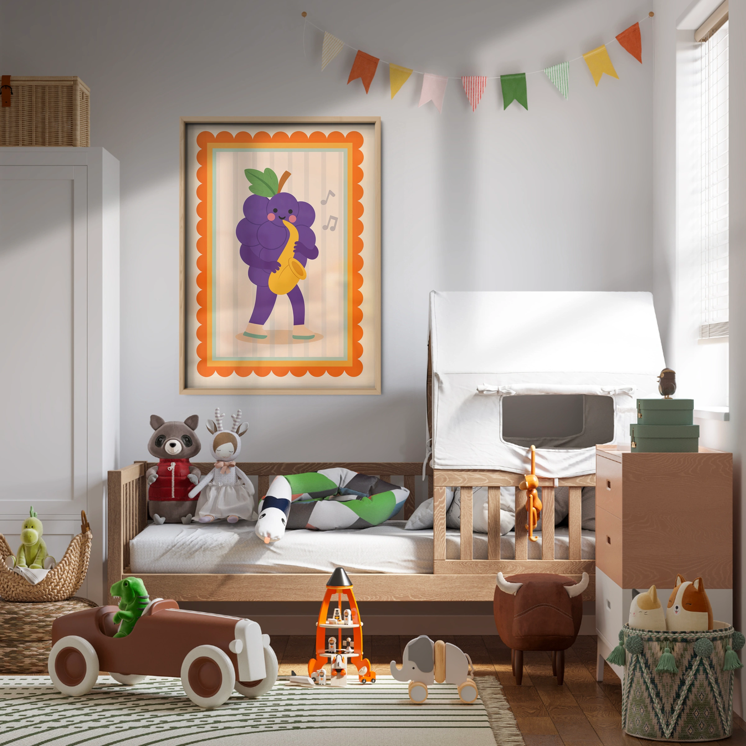 Saxophone Grape Nursery Print - kids room wall art print