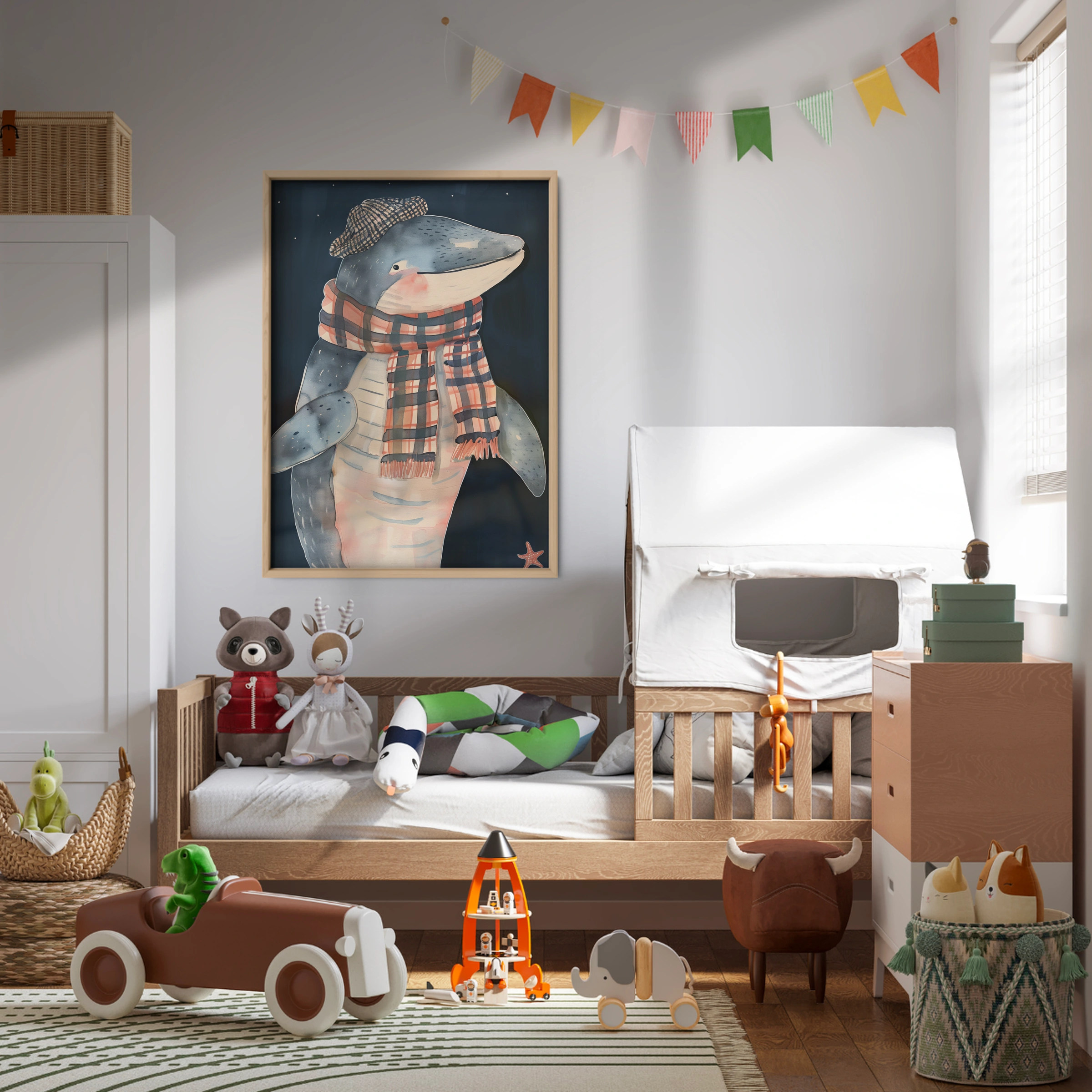 Shark in a Scarf Nursery Print