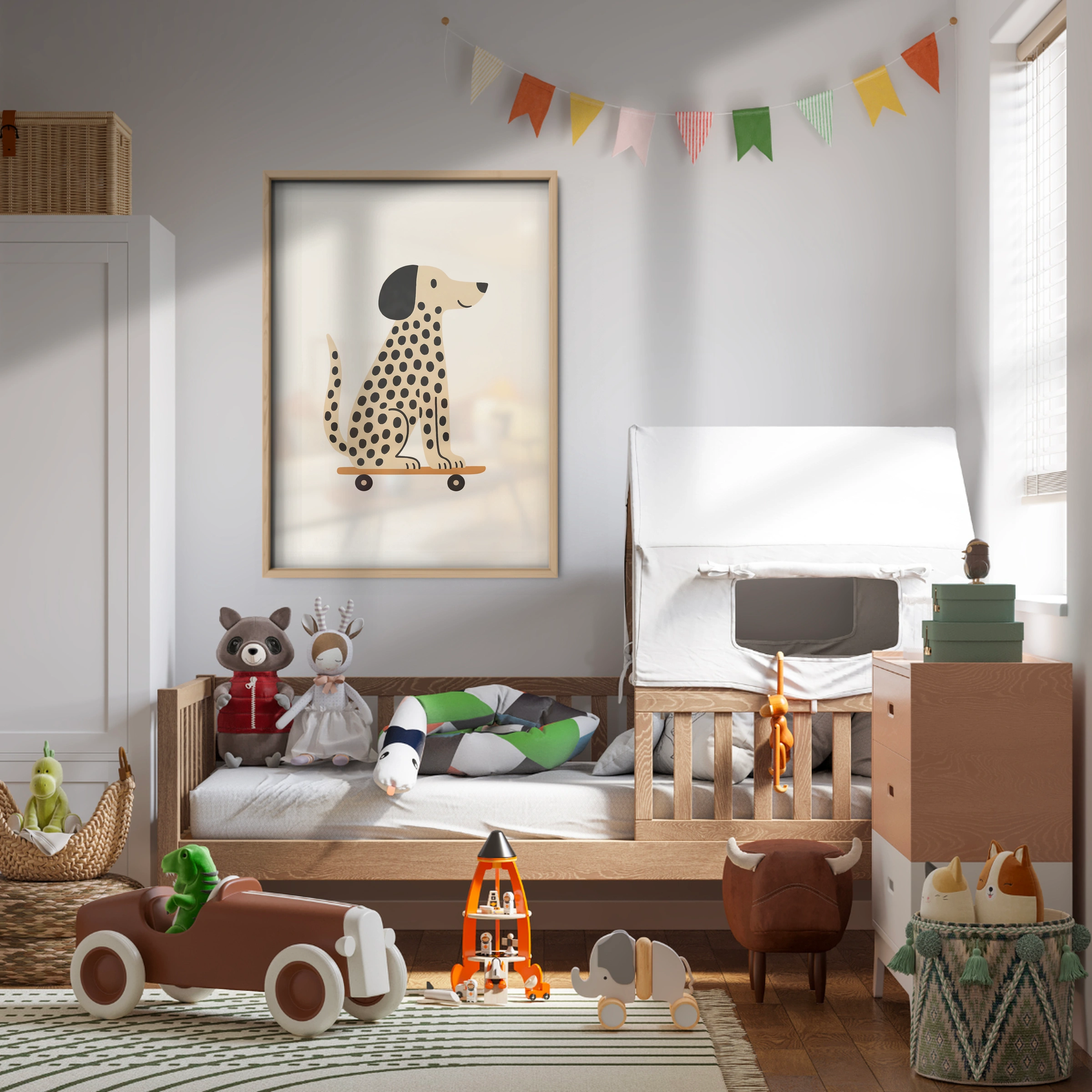 Skateboard Dalmatian Two Nursery Print