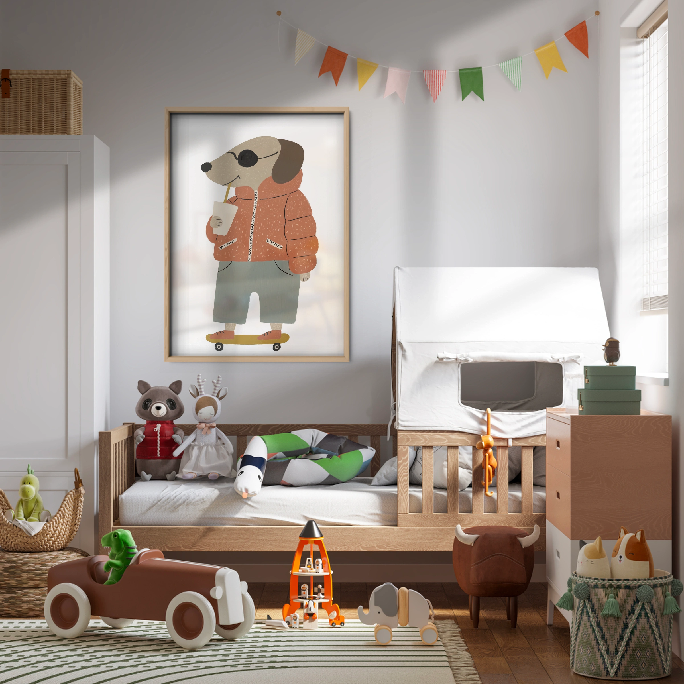 Skater Dog Nursery Print