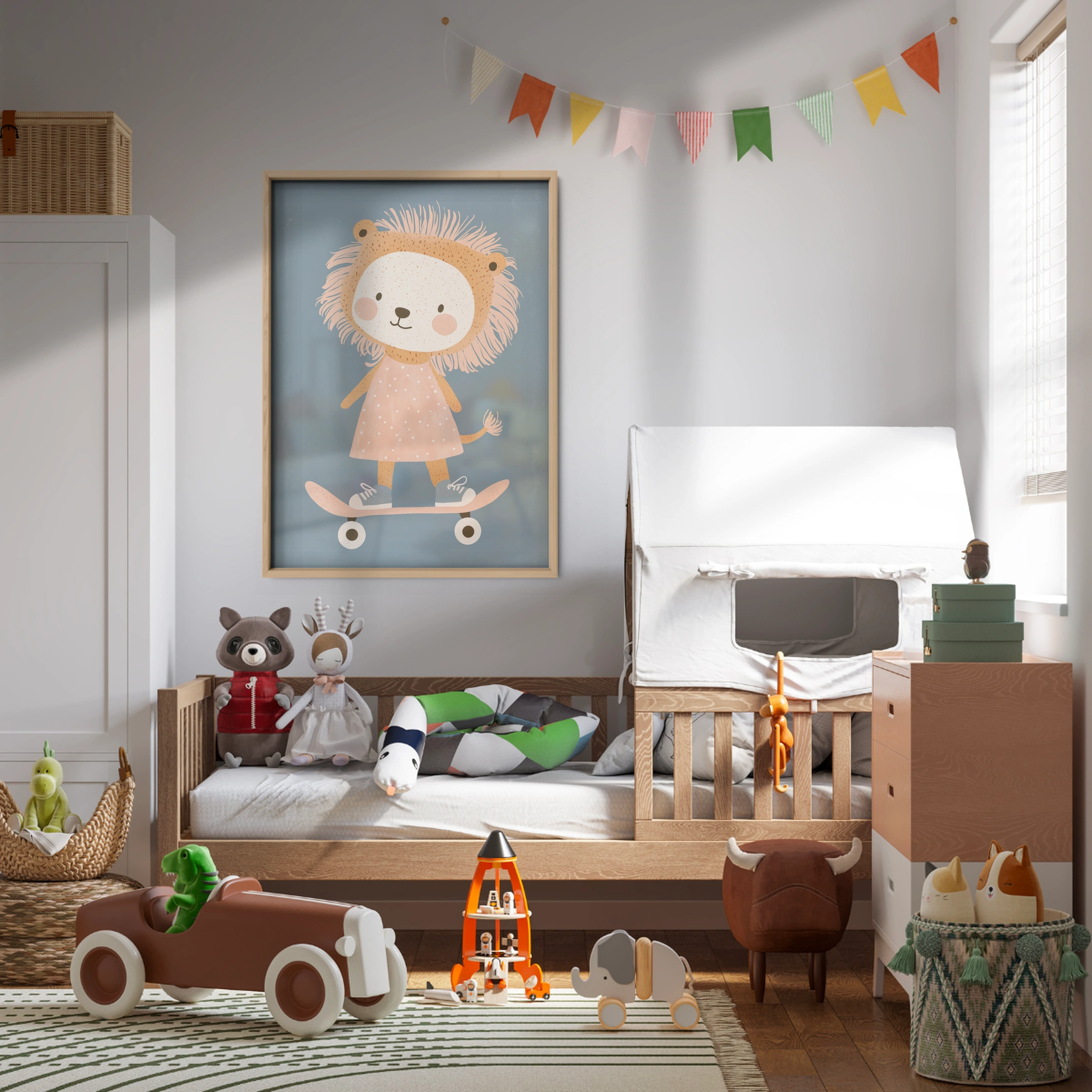 Skater Lion Nursery Print