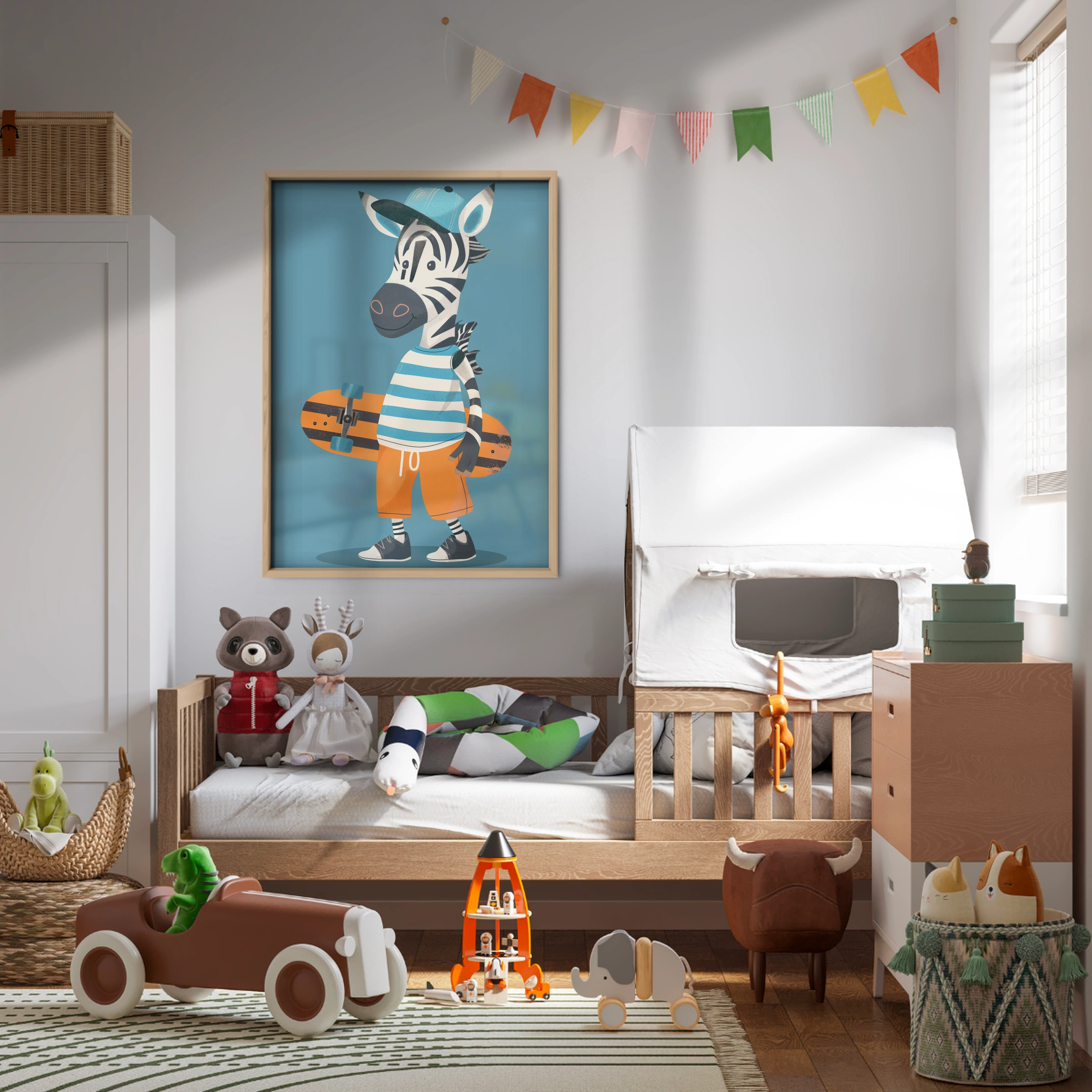 Skater Zebra Nursery Print