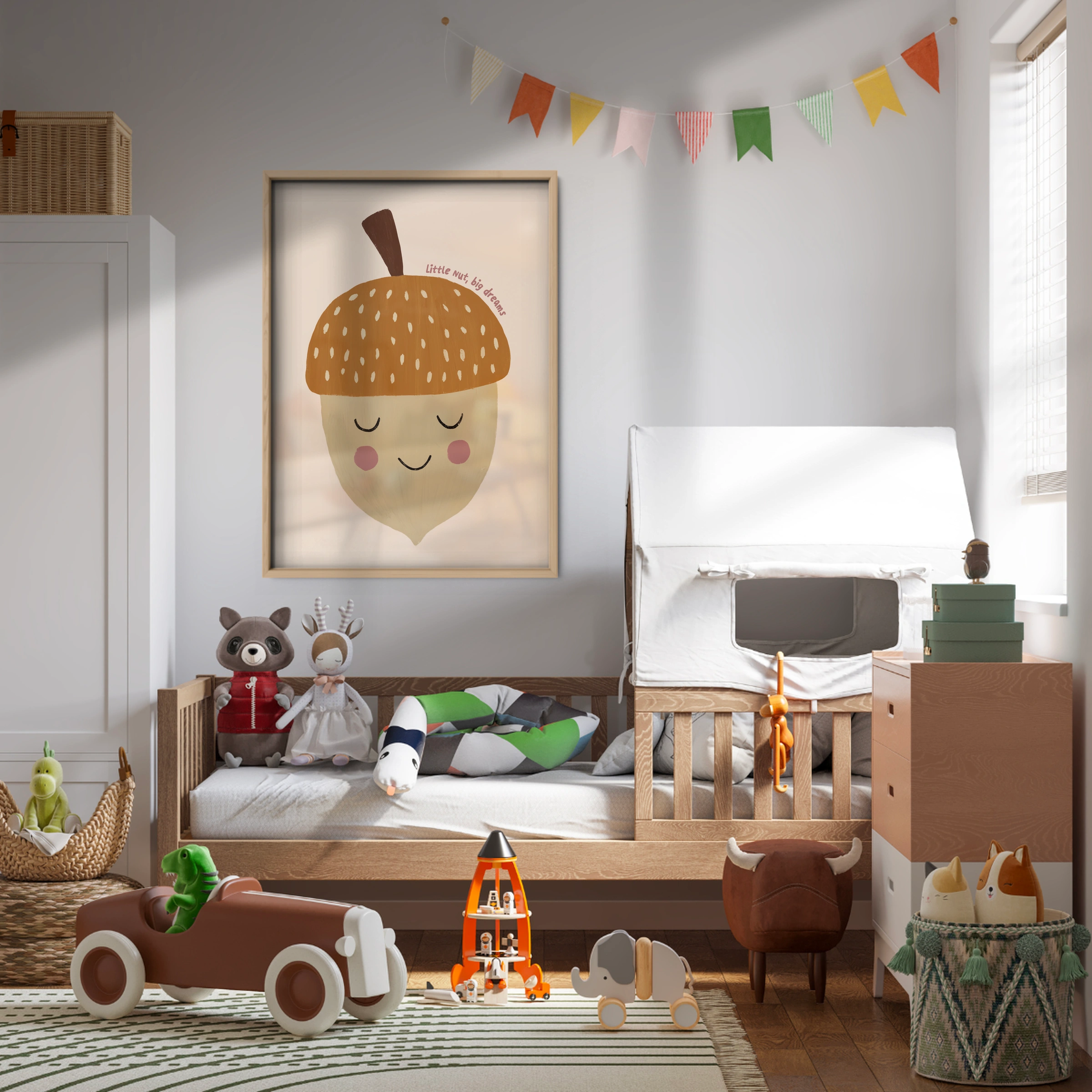 Sleepy Acorn Nursery Print