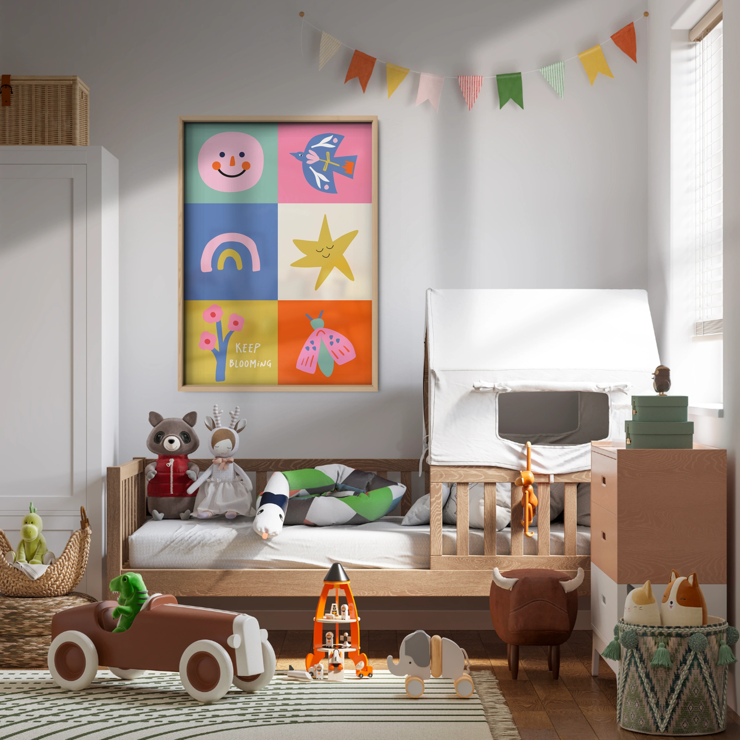 Smiley Grid Nursery Print