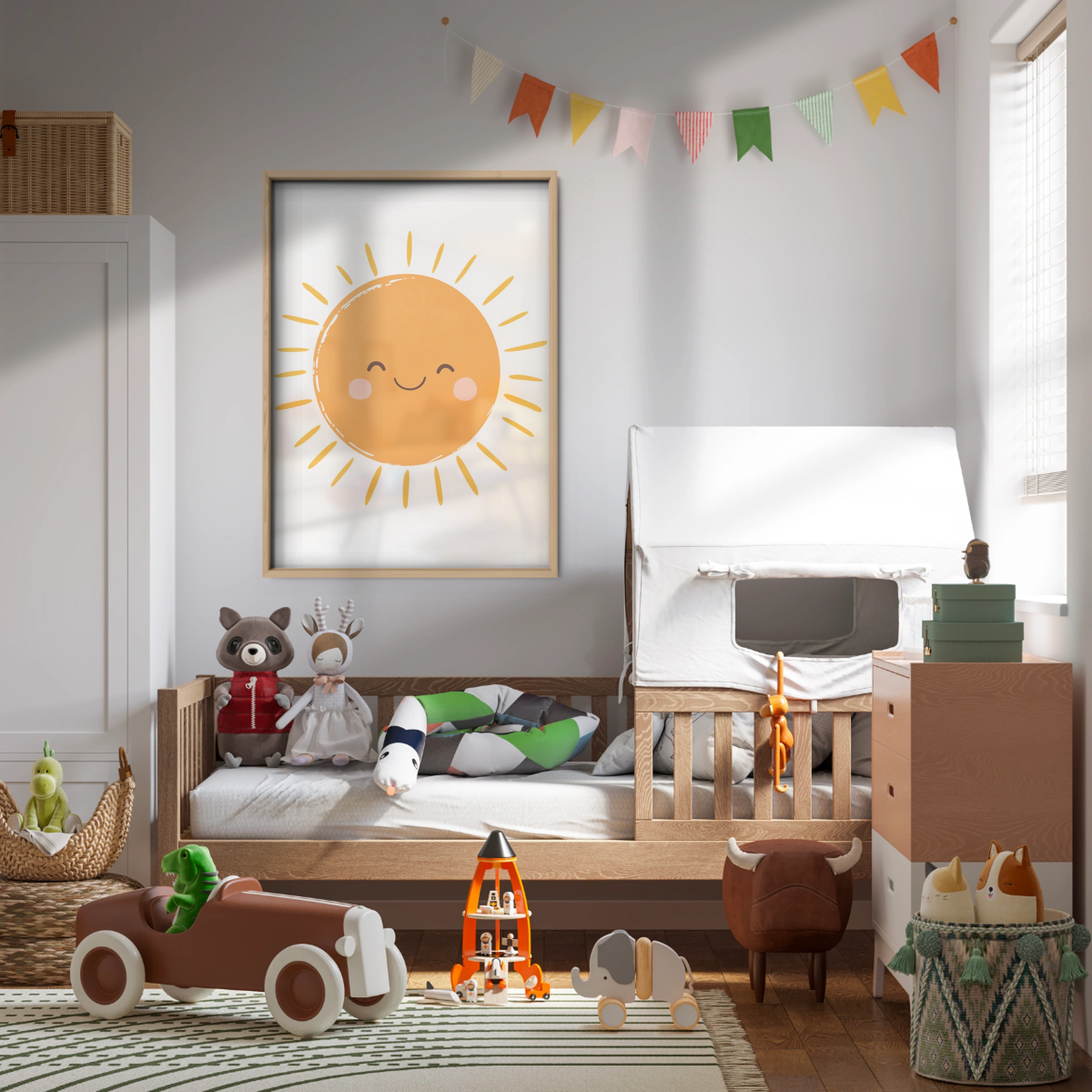 Smiling Sun Face Nursery Print