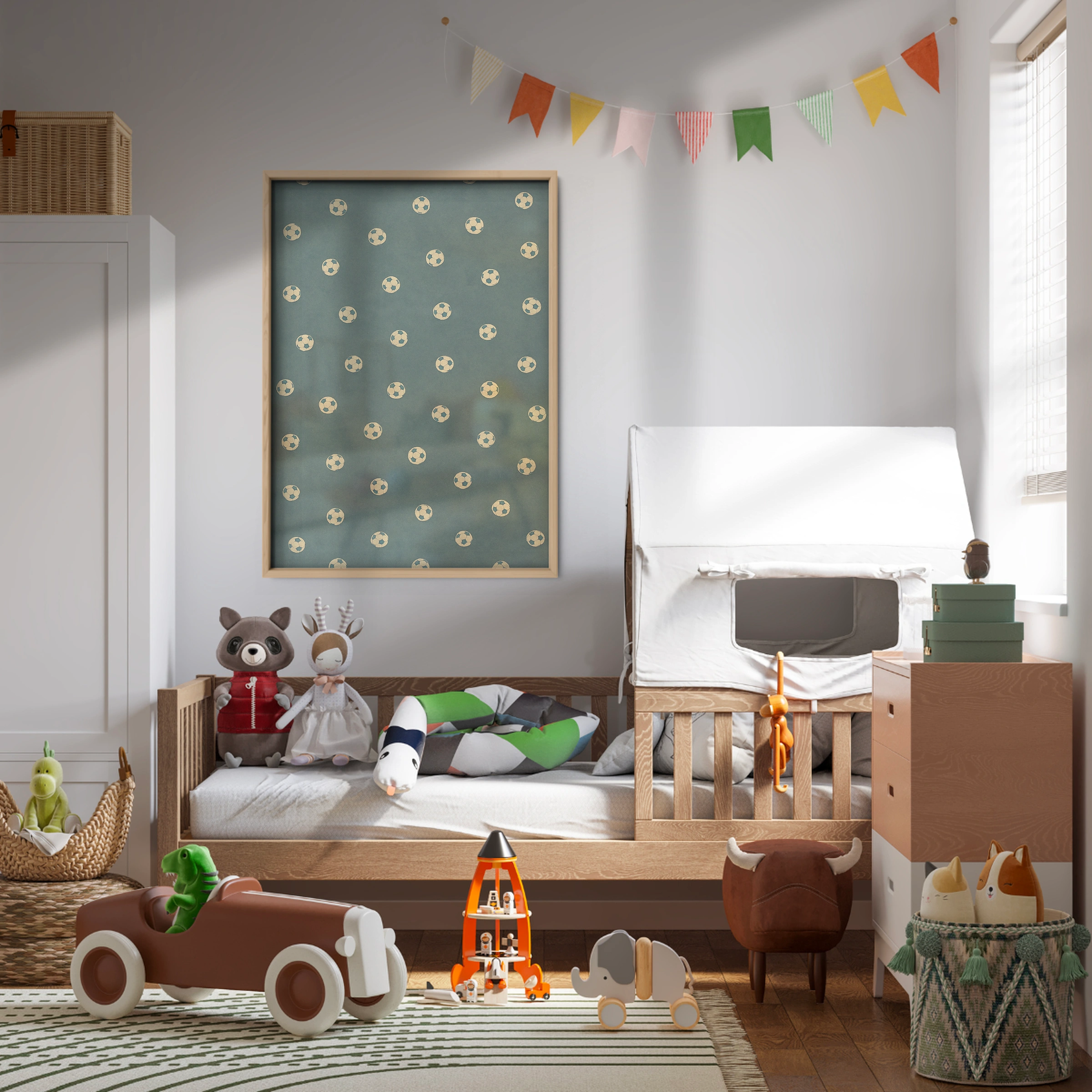 Soccer Balls Pattern Nursery Print