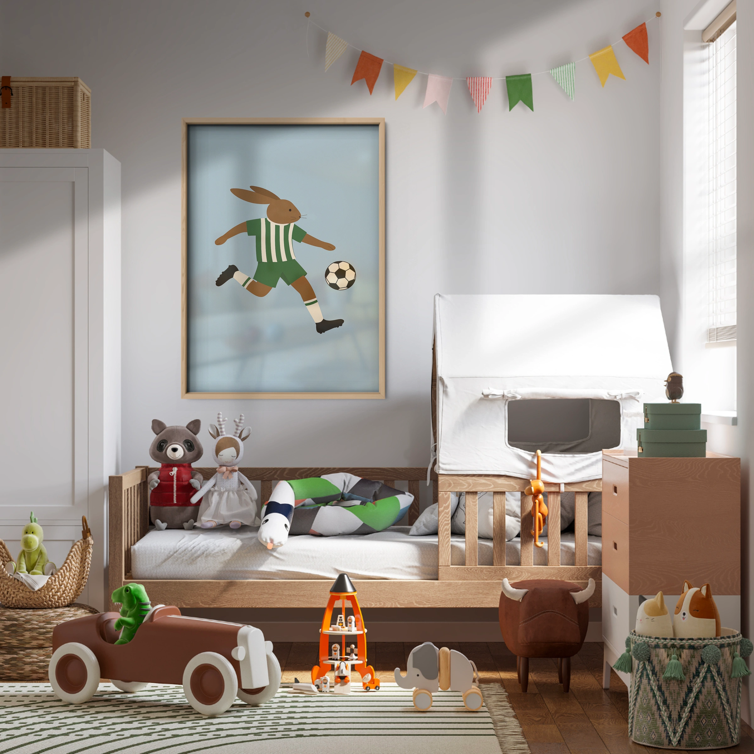 Soccer Rabbit Nursery Print - kids room wall art print