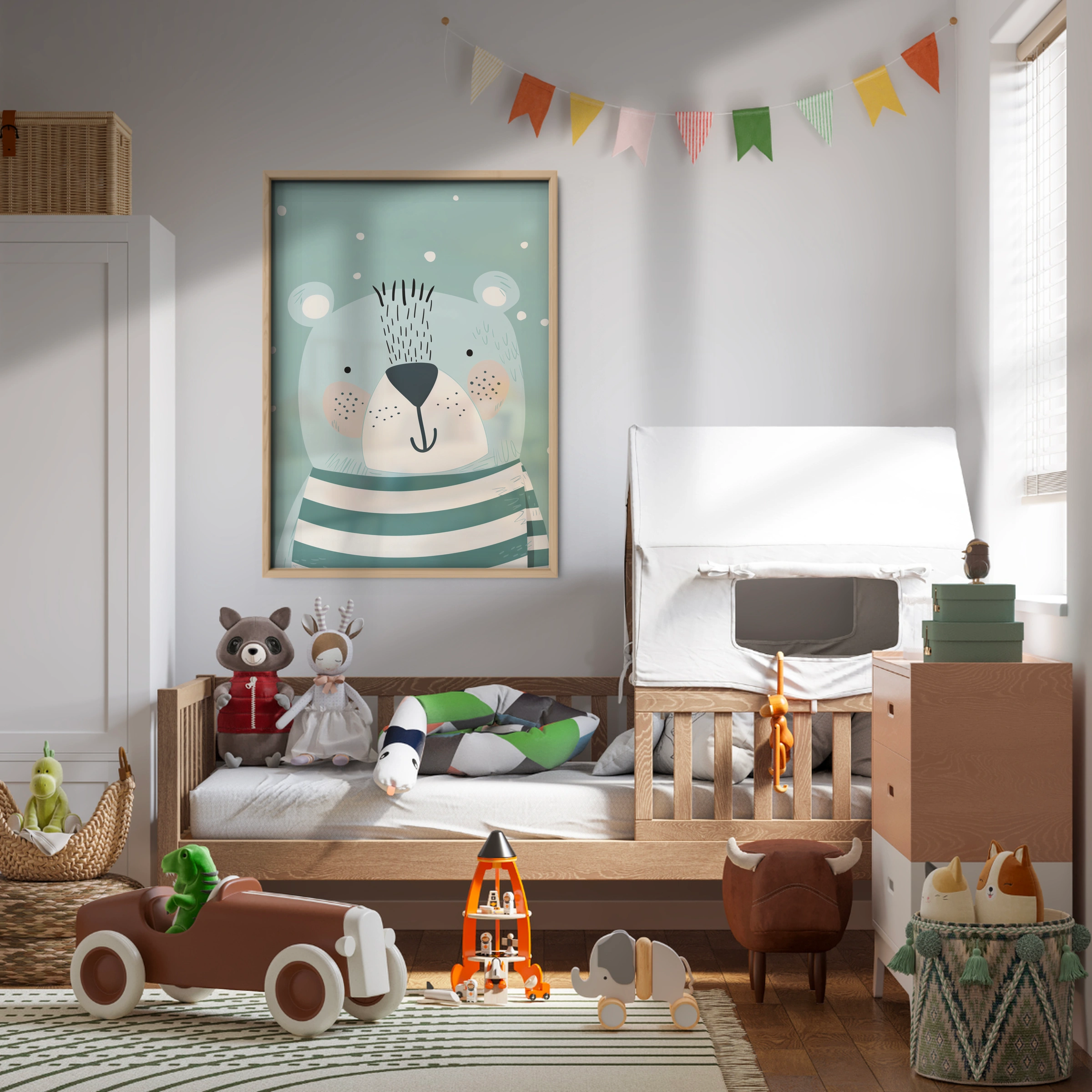 Soft Blue Bear Nursery Print