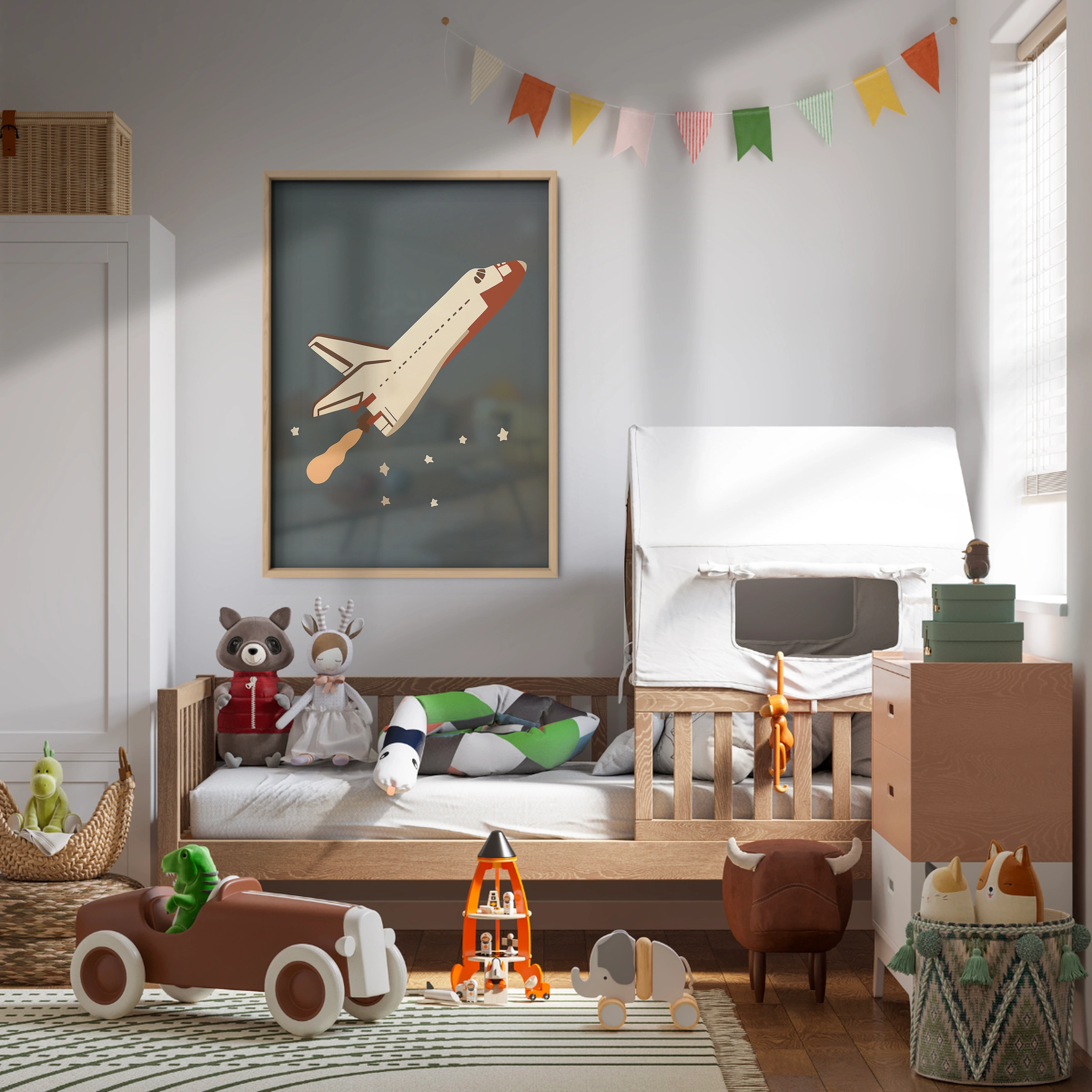 Space Shuttle in Flight Nursery Print