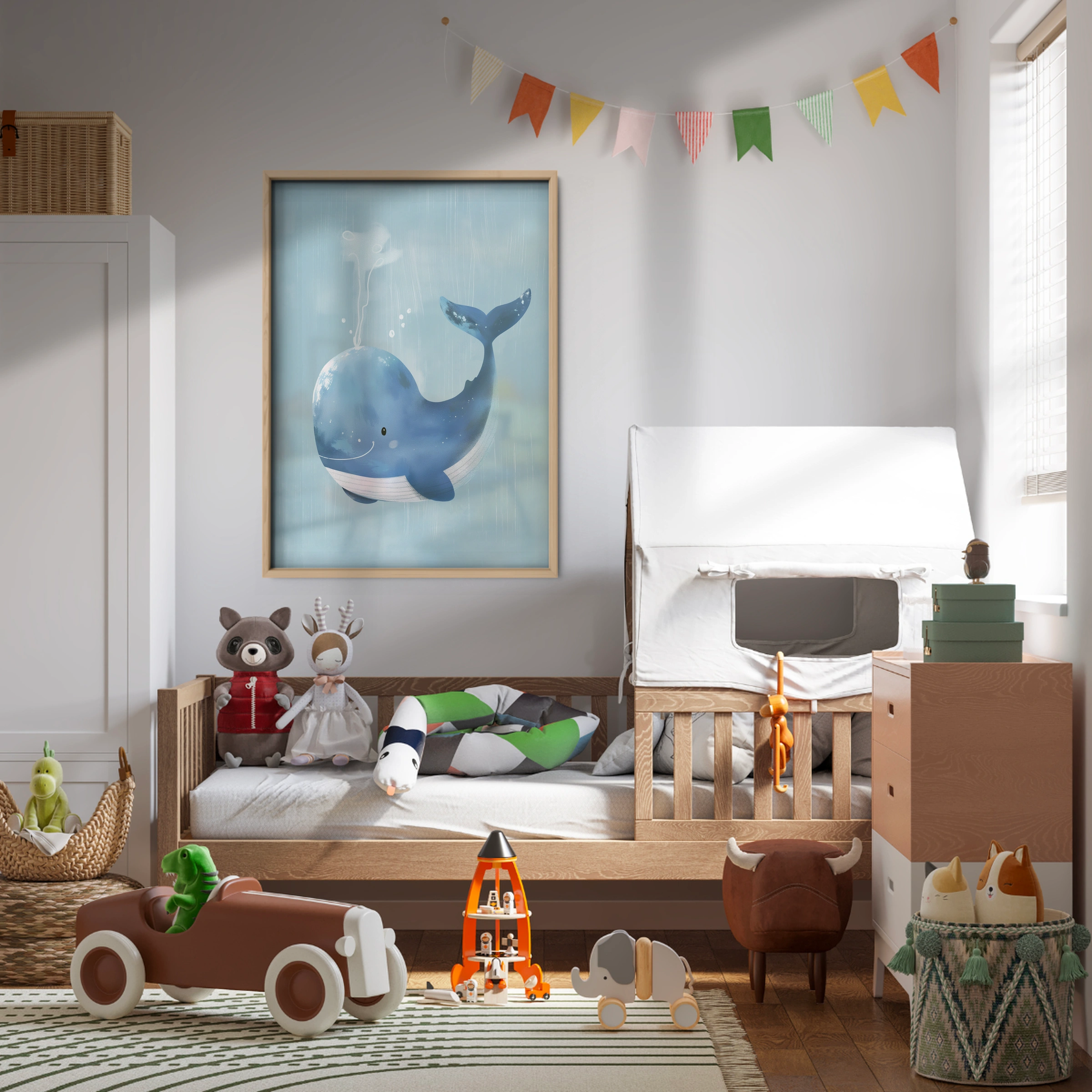Spouting Whale Nursery Print