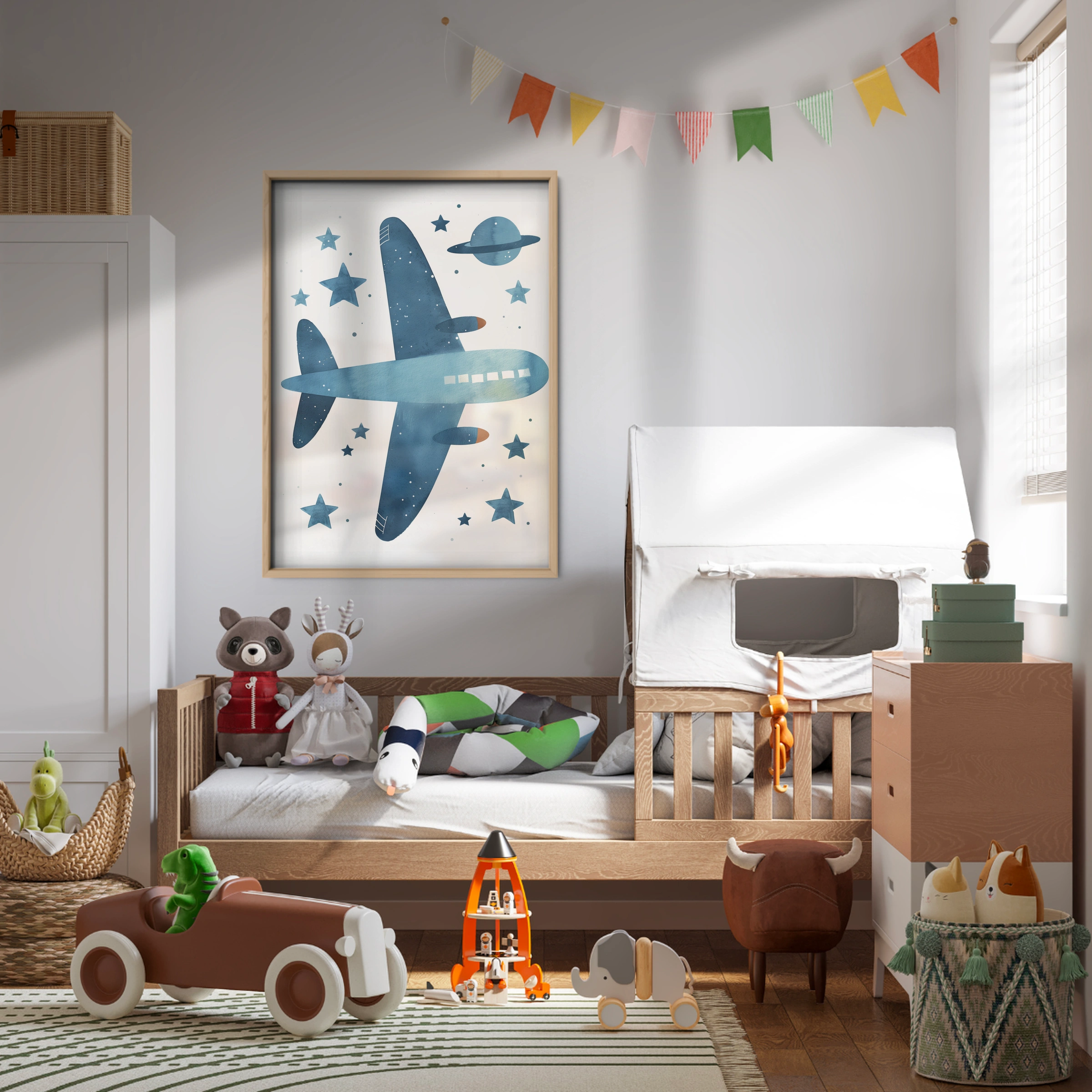 Starry Airplane Nursery Print
