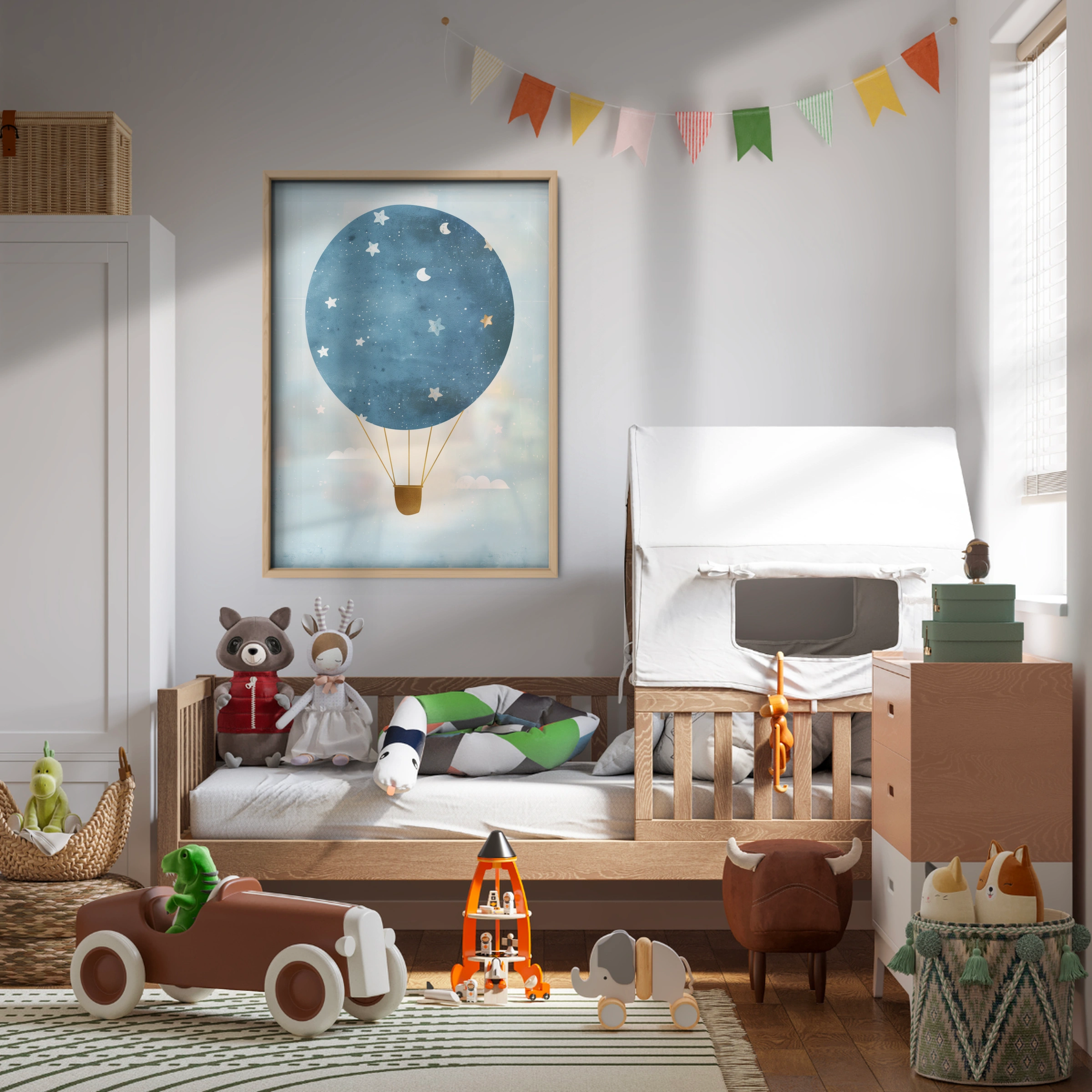 Starry Hot Air Balloon Nursery Print