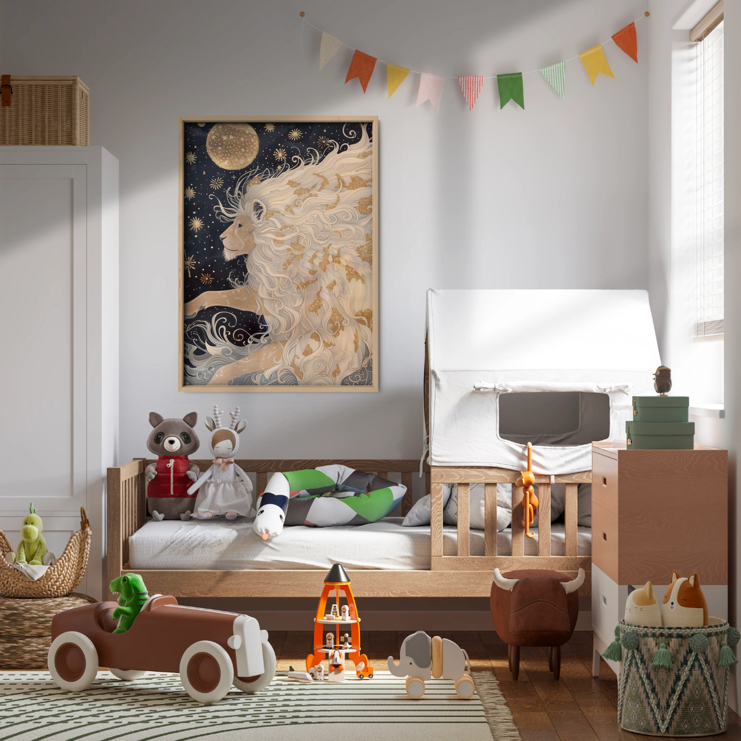 Starry Mane Lion Nursery Print