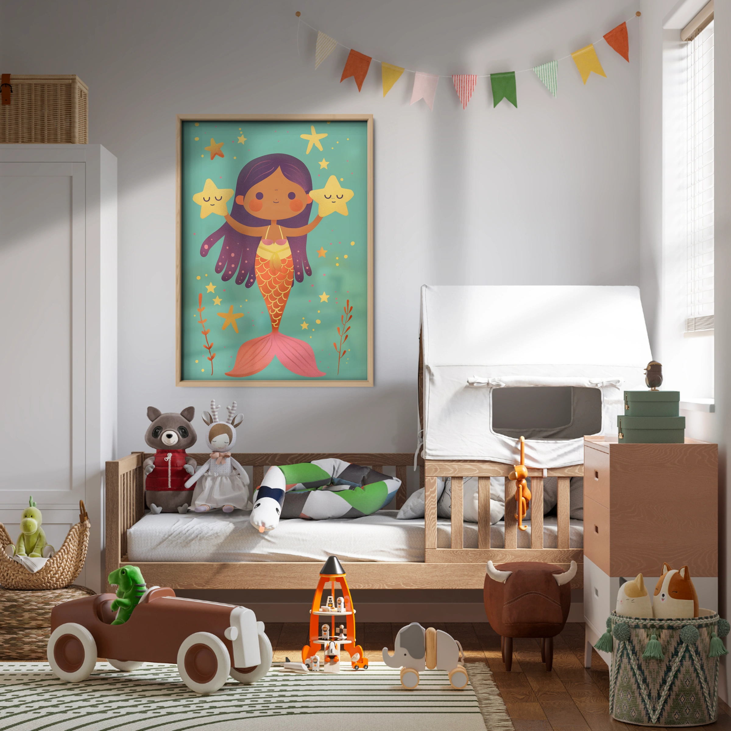 Starry Mermaid Nursery Print