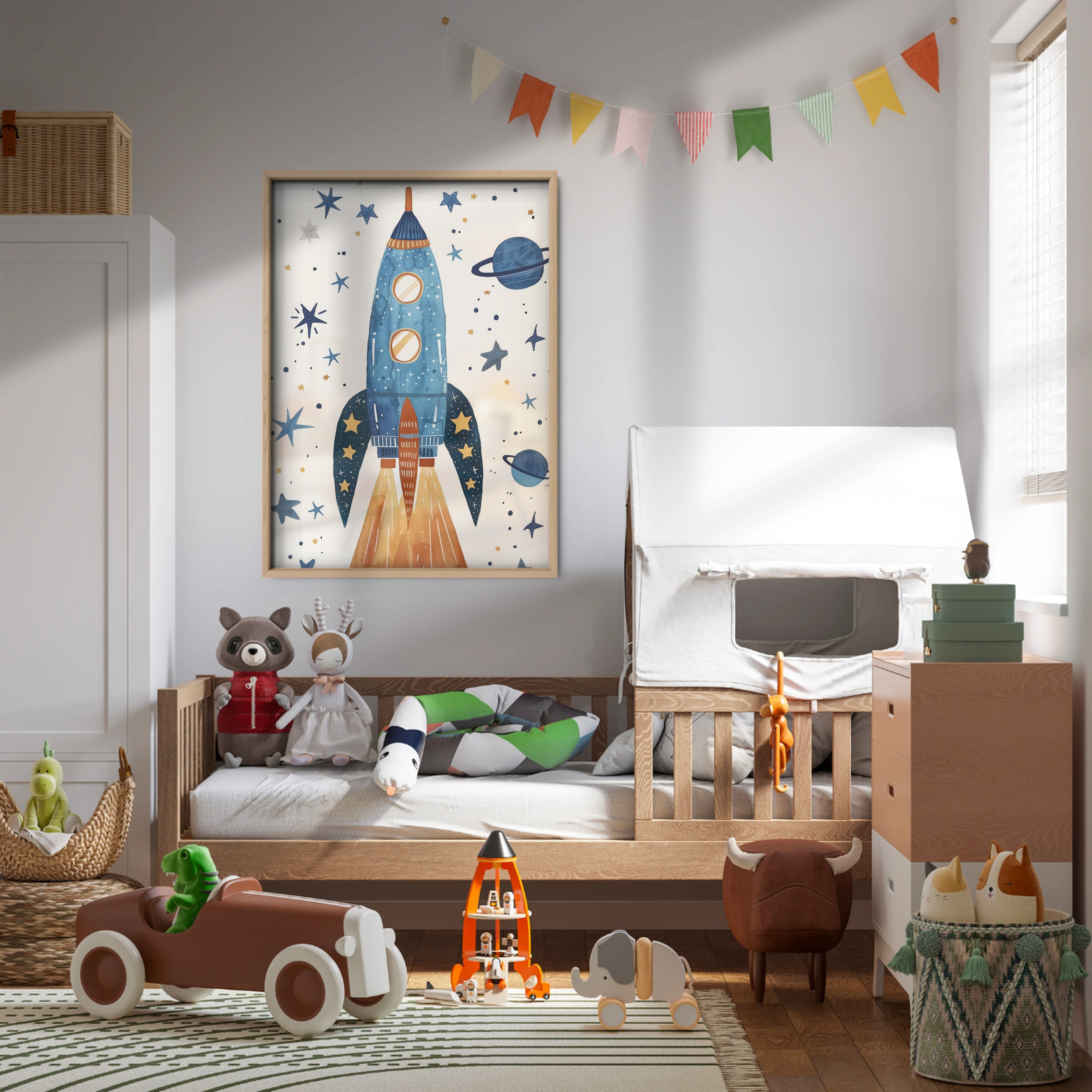 Starry Rocket Nursery Print