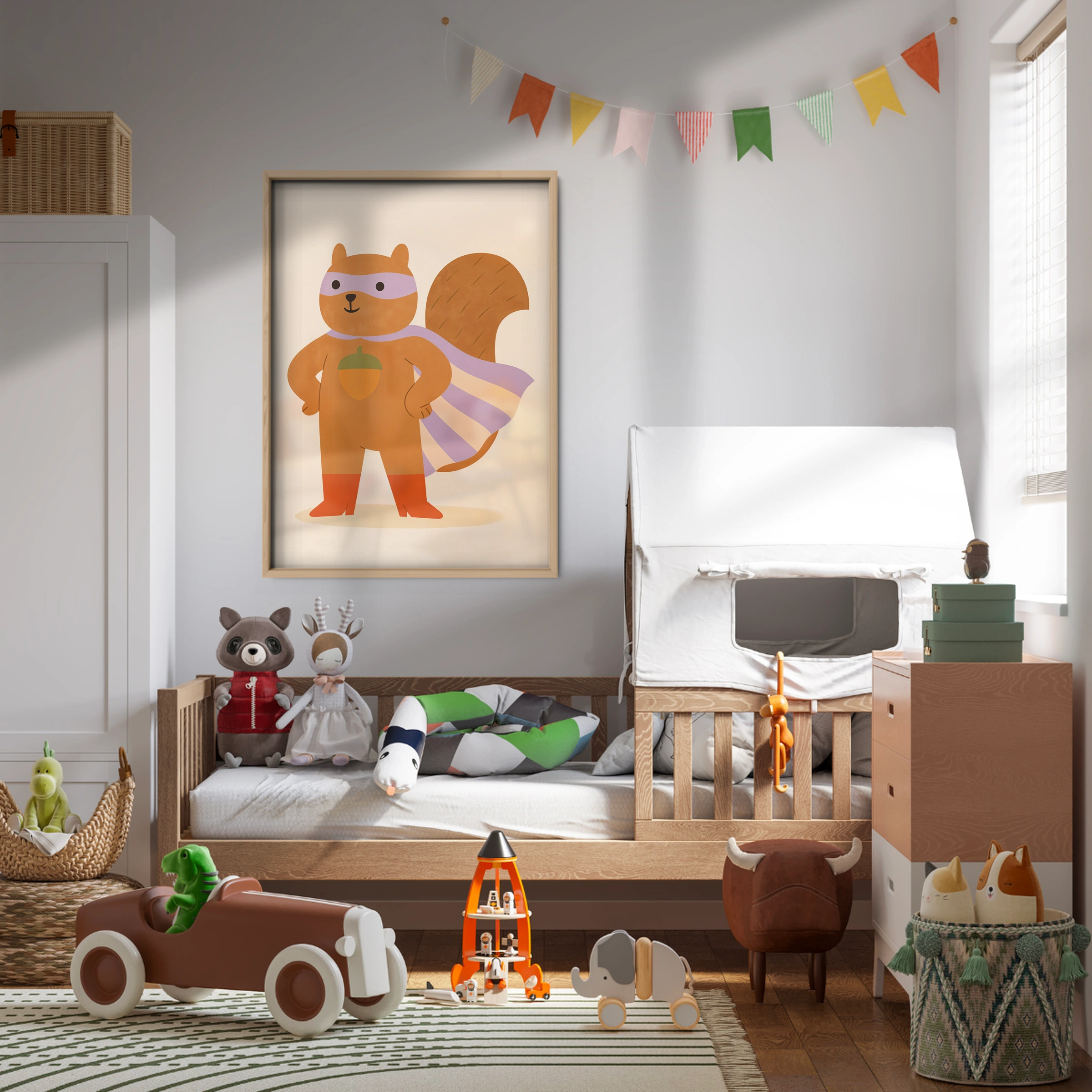 Superhero Squirrel Nursery Print - kids room wall art print
