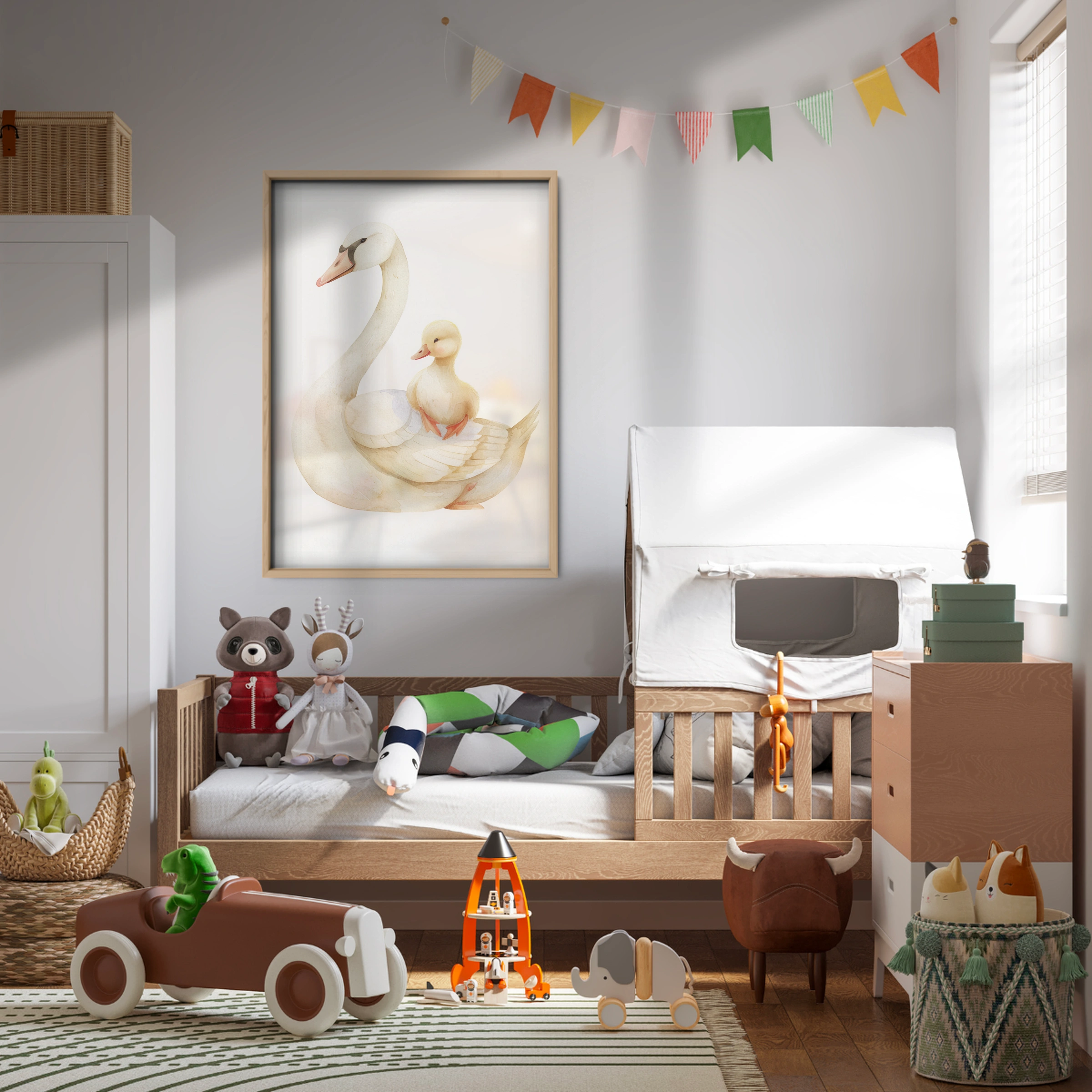 Swan and Duckling Nursery Print