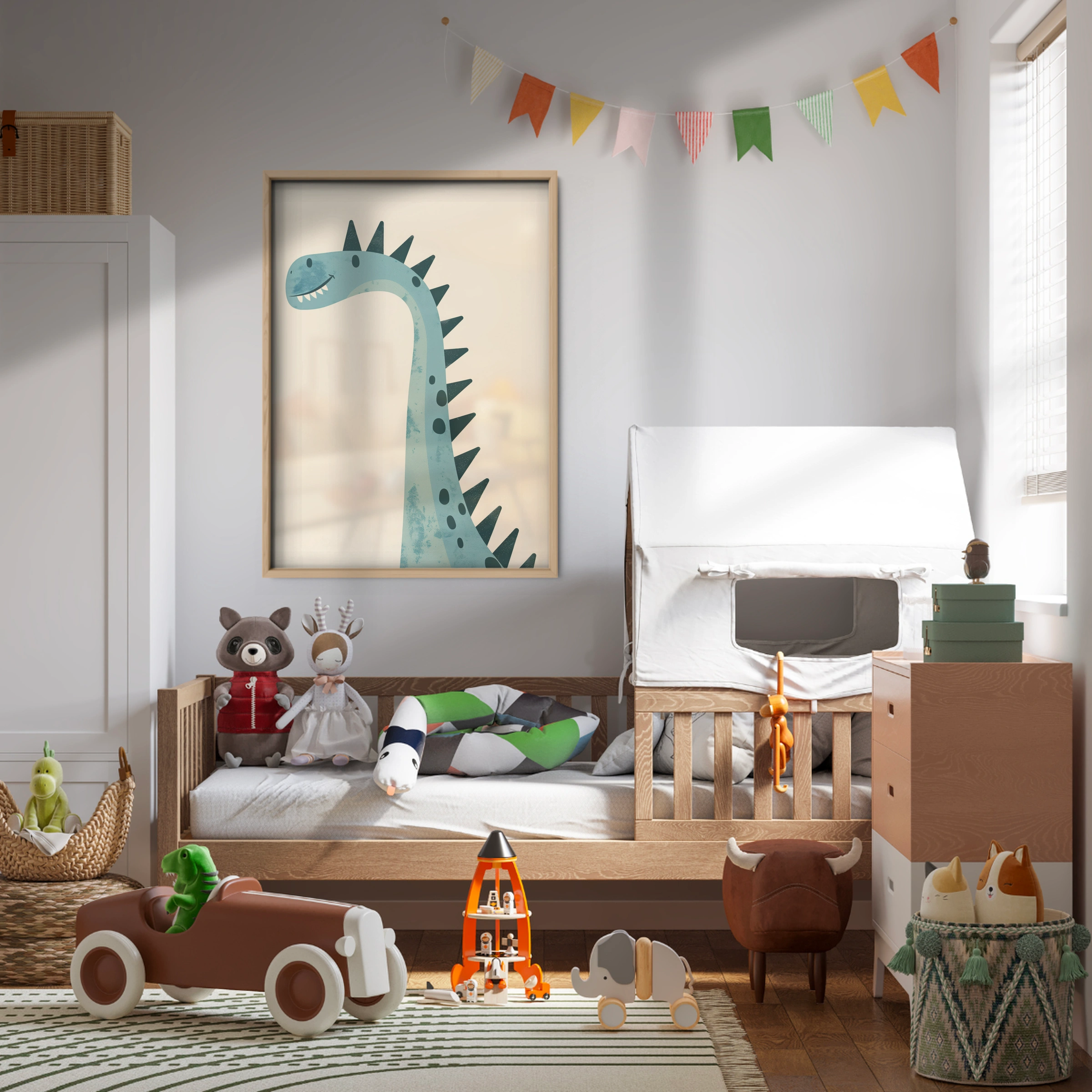 Teal Dinosaur Nursery Print