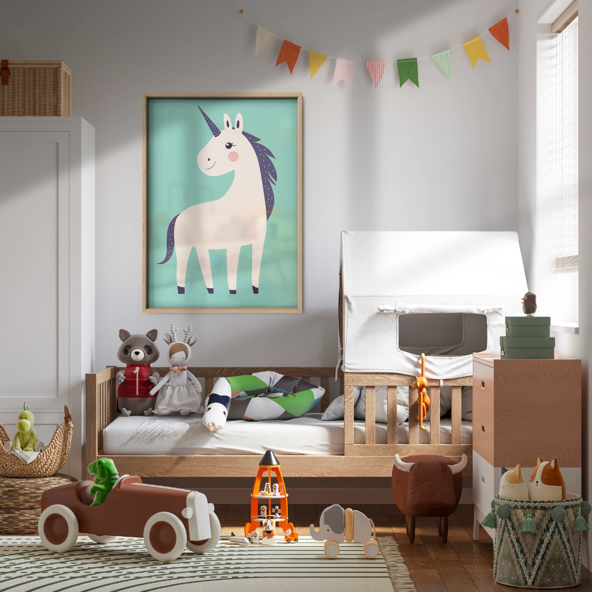 Teal Unicorn Nursery Print