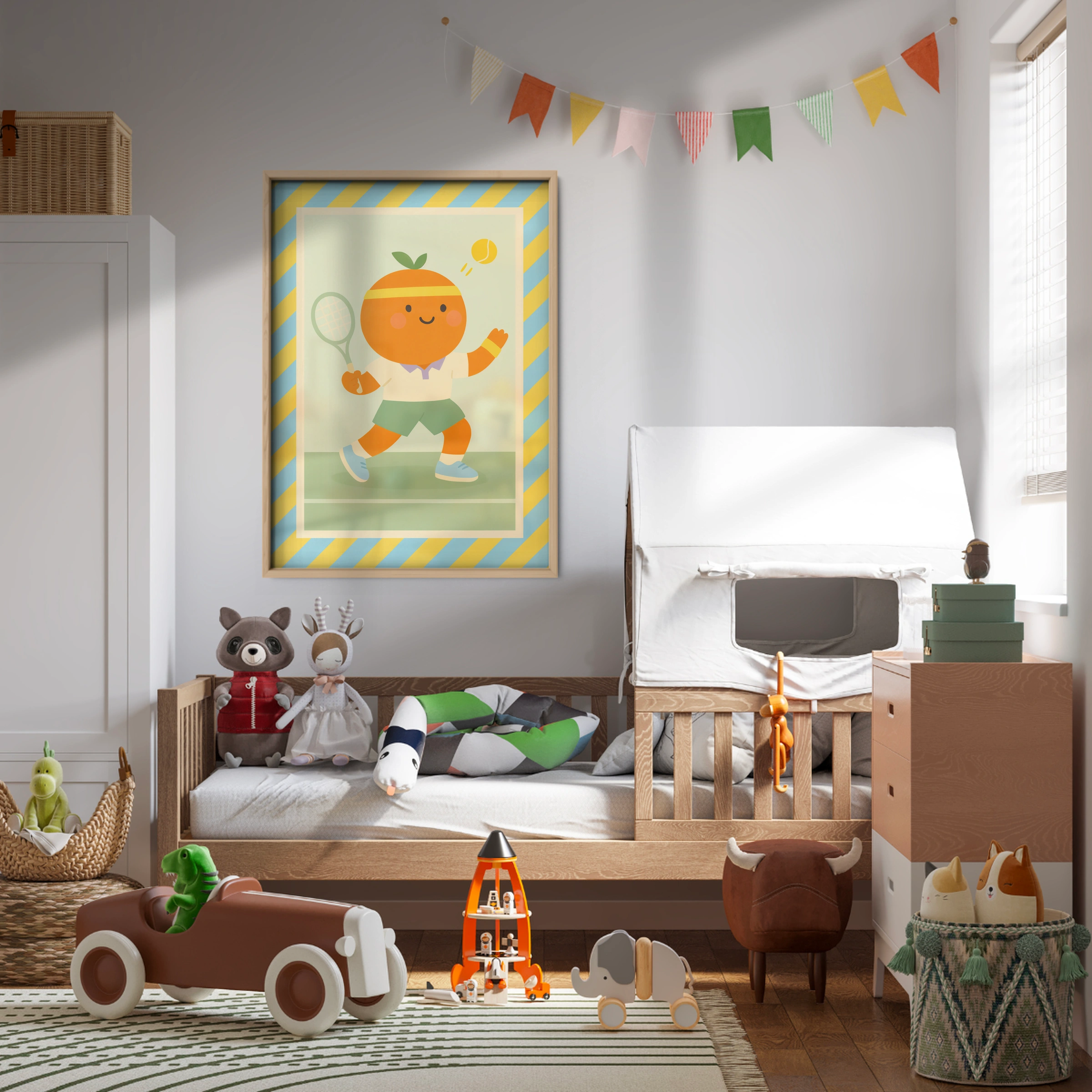 Tennis Orange Nursery Print - kids room wall art print