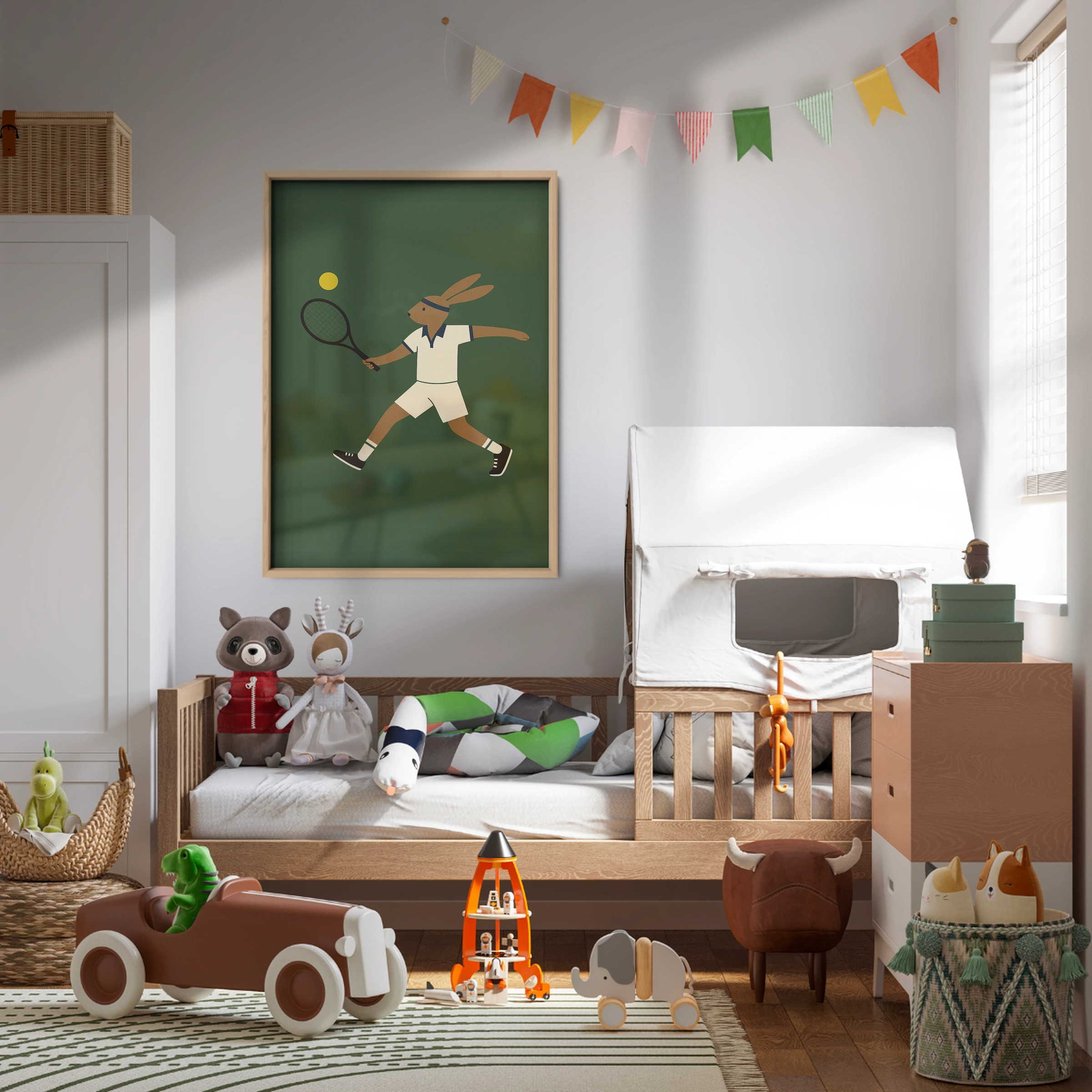 Tennis Player Rabbit Nursery Print - kids room wall art print