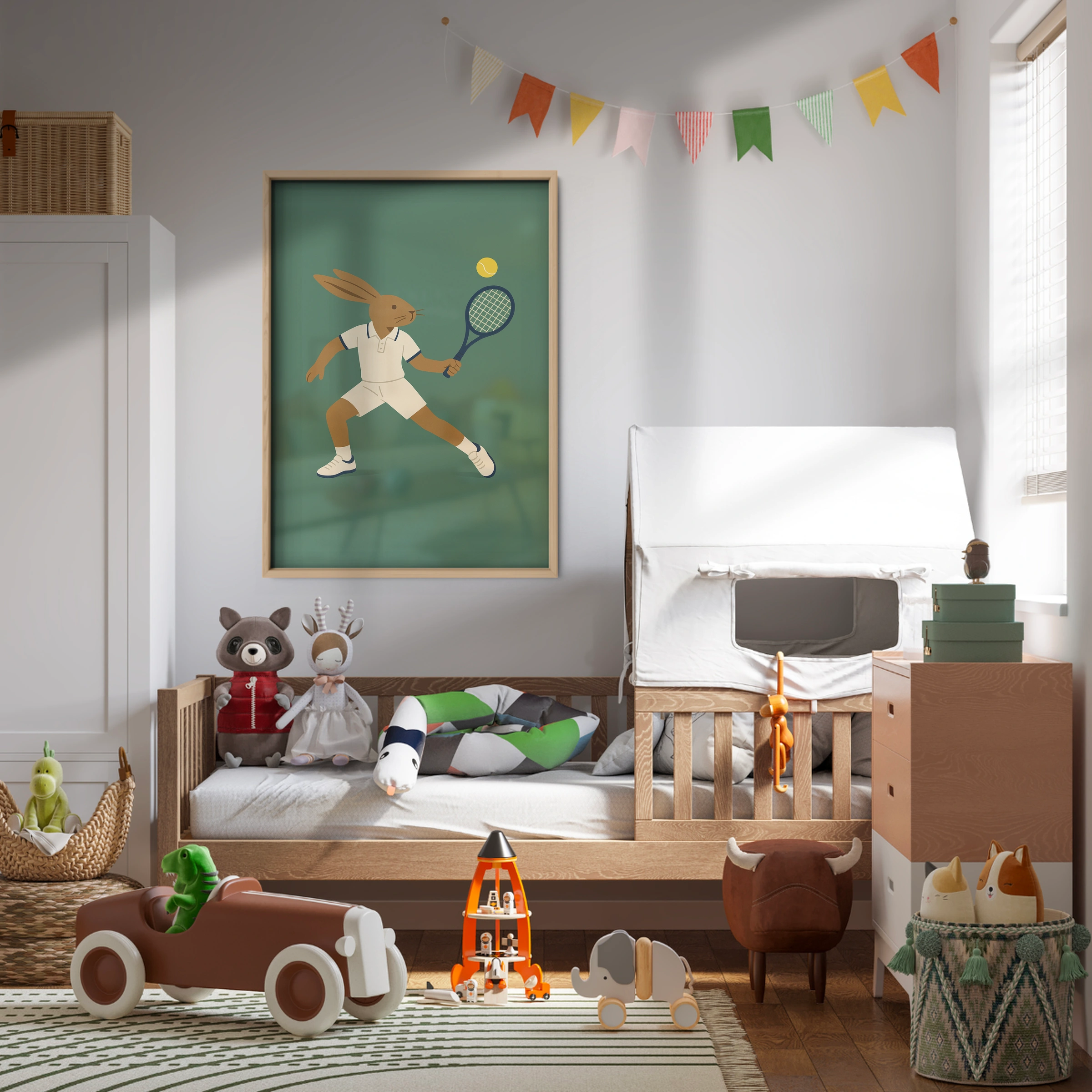 Tennis Rabbit Nursery Print - kids room wall art print