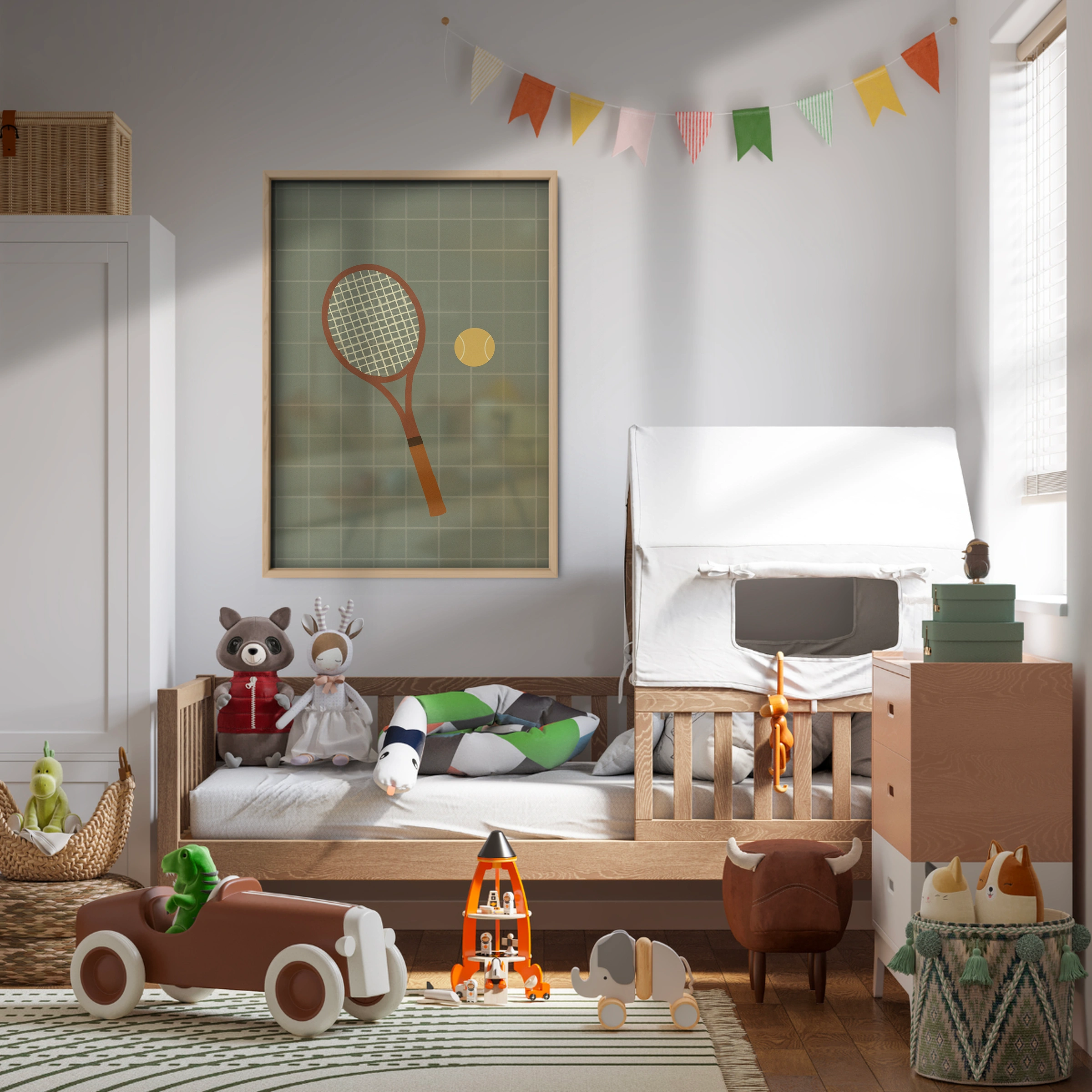 Tennis Racket and Ball Nursery Print - kids room wall art print