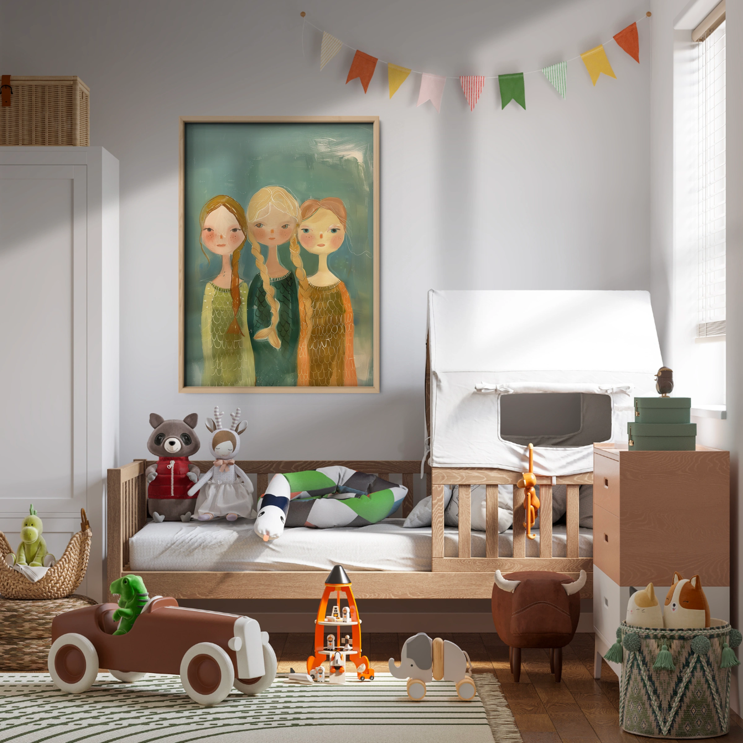Three Girls Nursery Print