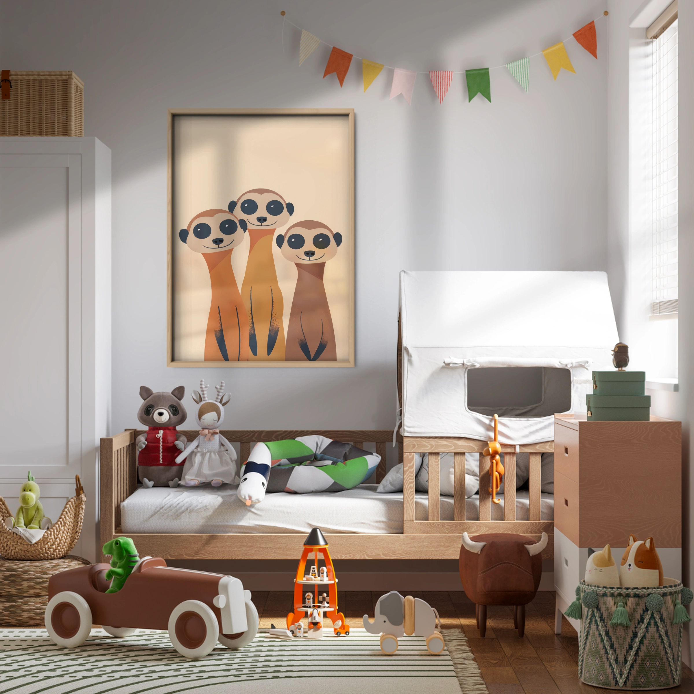 Three Meerkats Nursery Print
