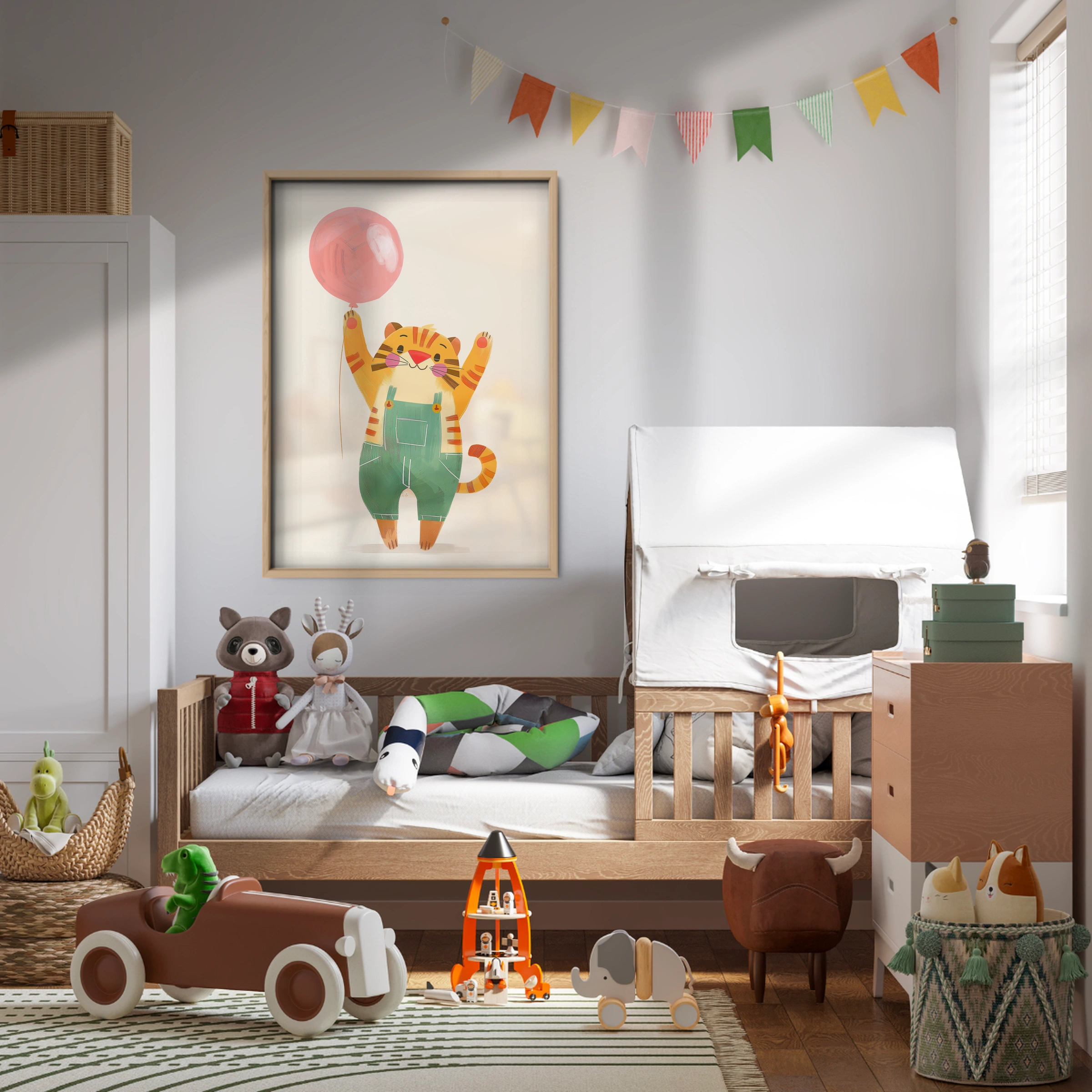 Tiger with a Balloon Nursery Print
