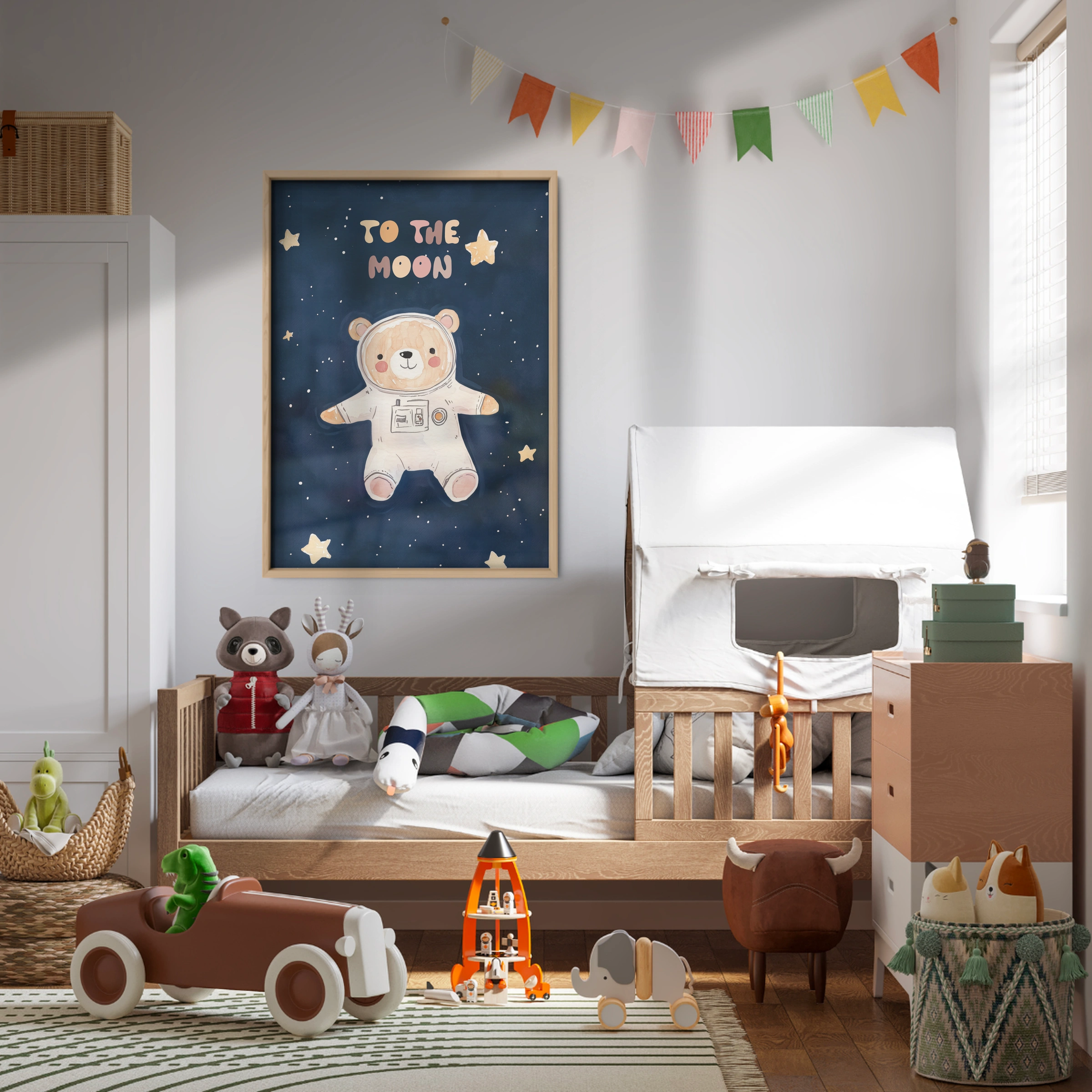 To The Moon Bear Nursery Print