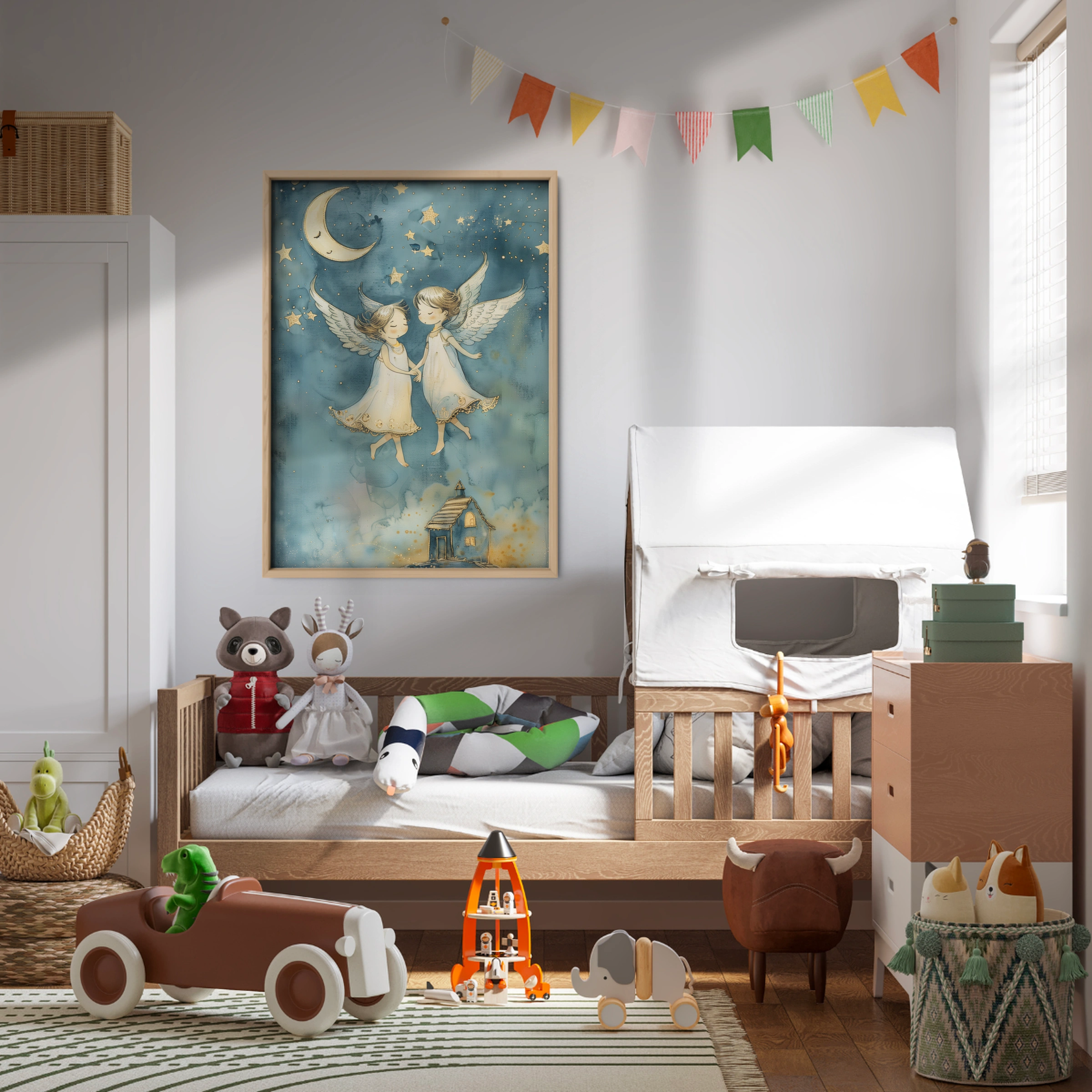 Two Angels Nursery Print