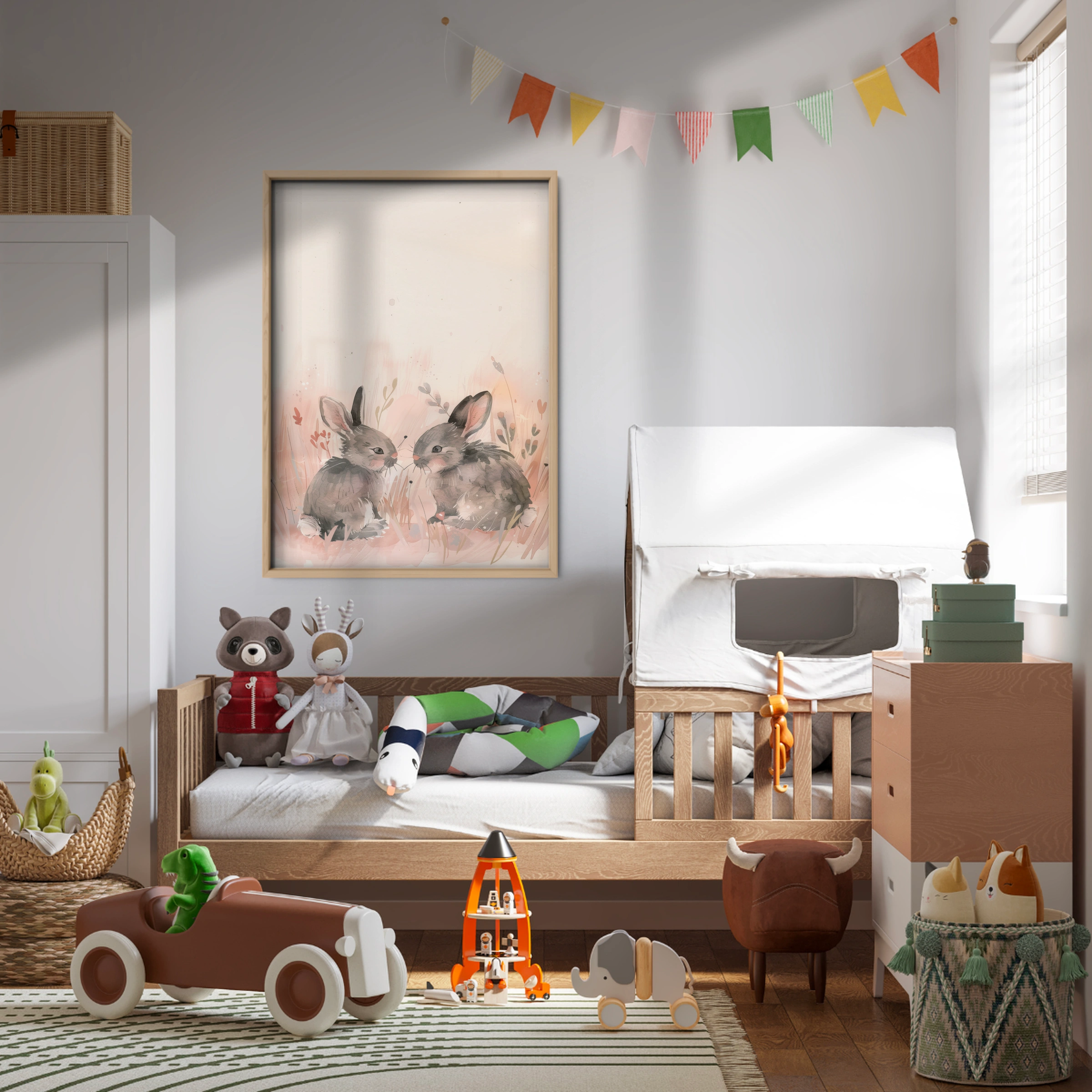 Two Bunnies Nursery Print