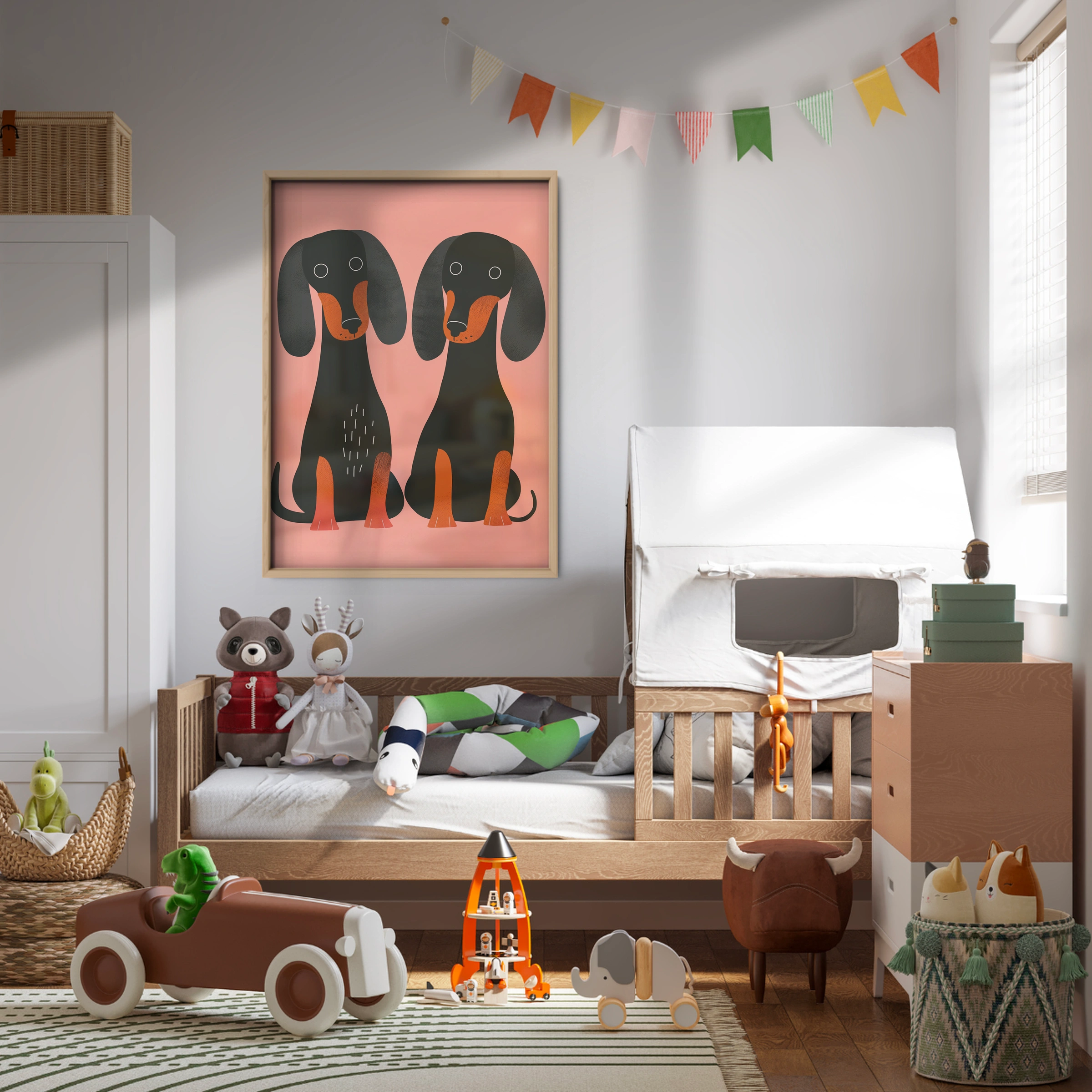 Two Dachshunds Nursery Print
