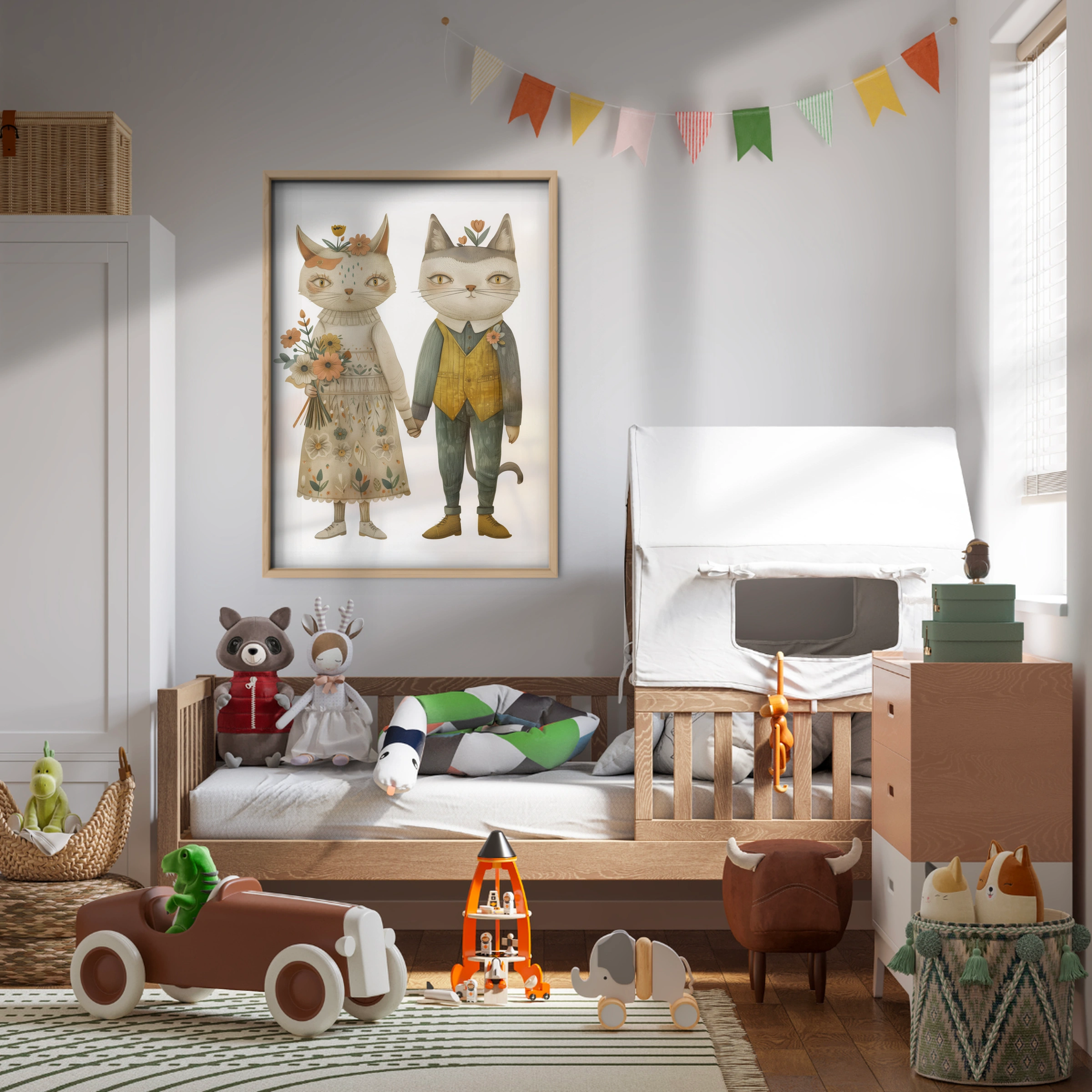 Two Dressed Cats Nursery Print