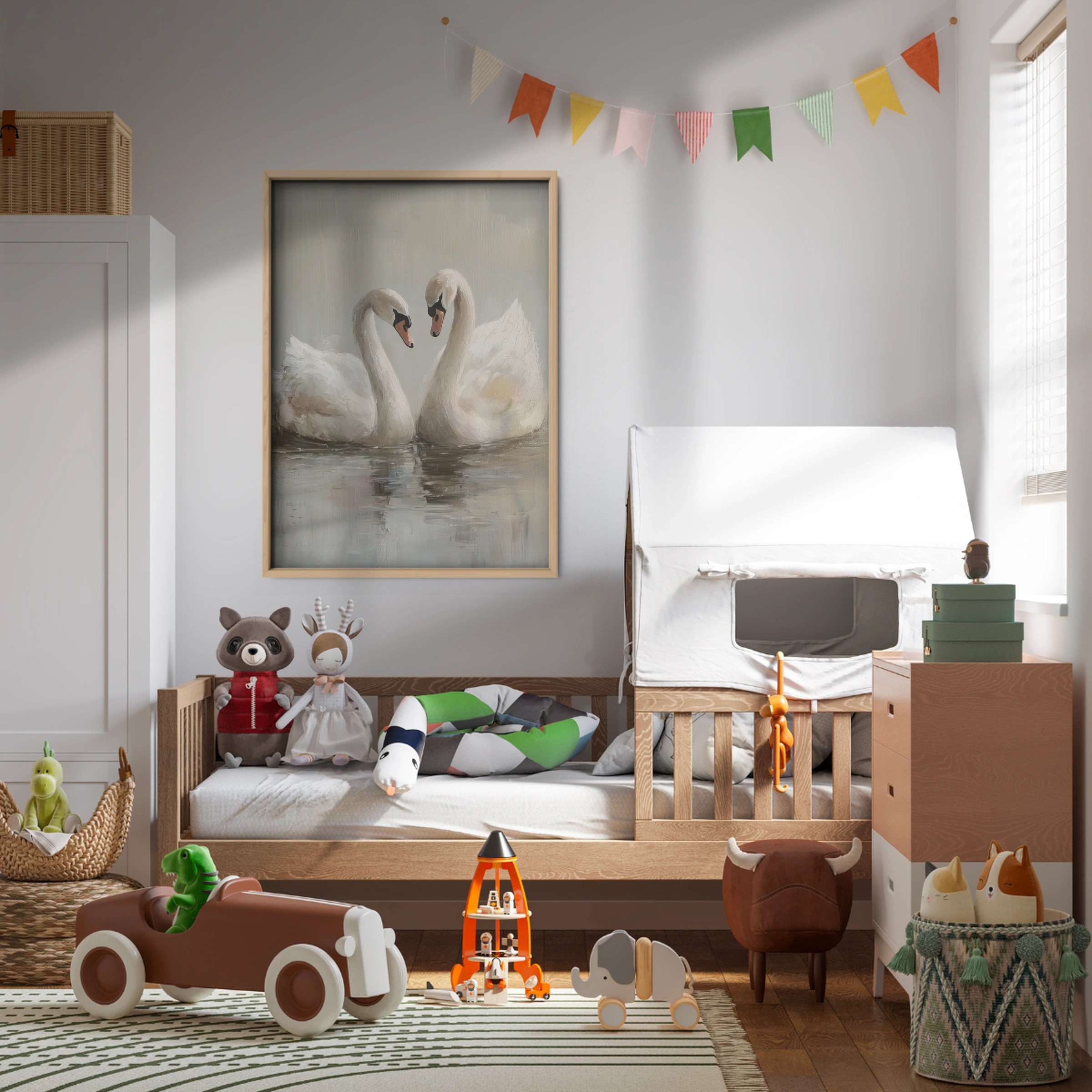 Two Swans Nursery Print
