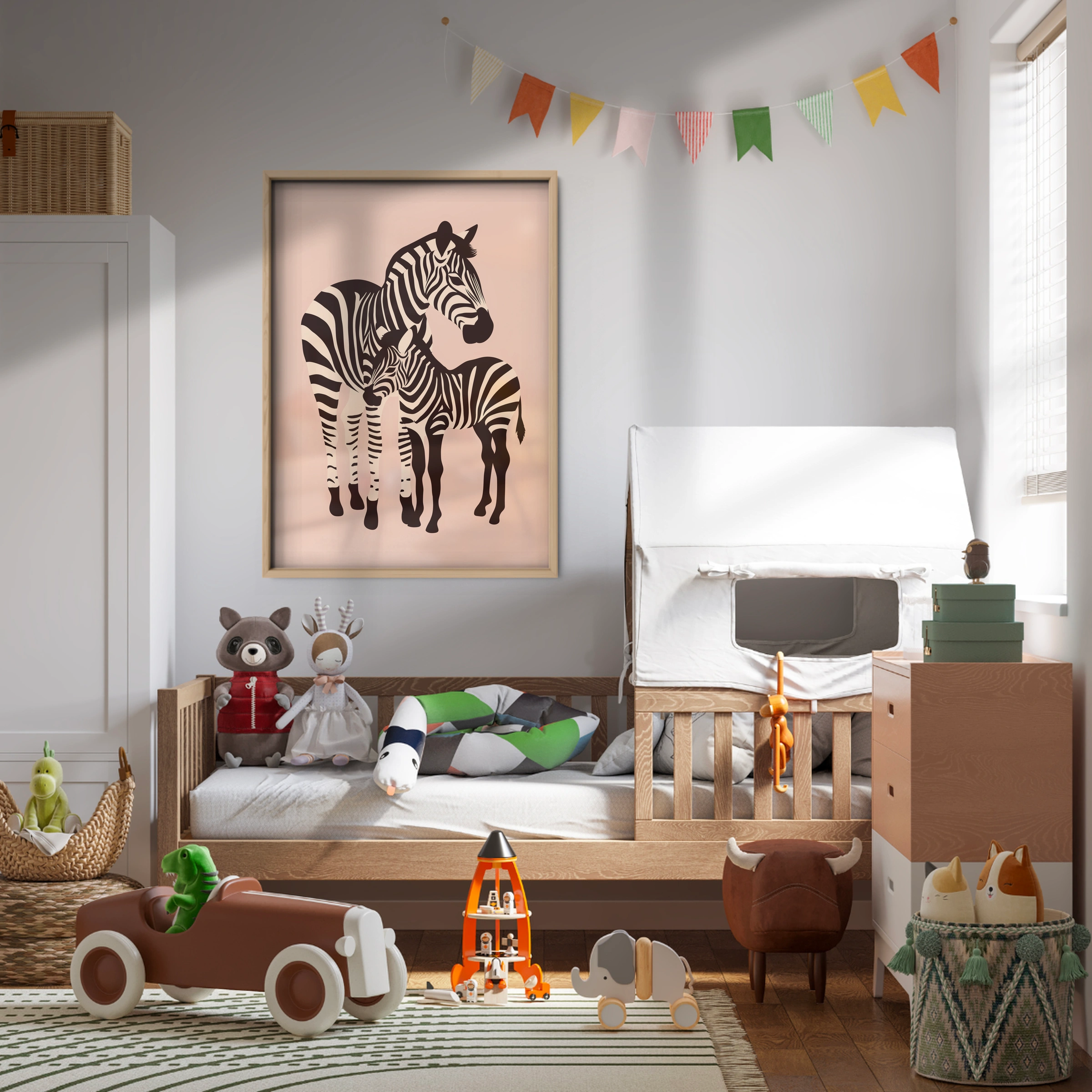Two Zebras Nursery Print