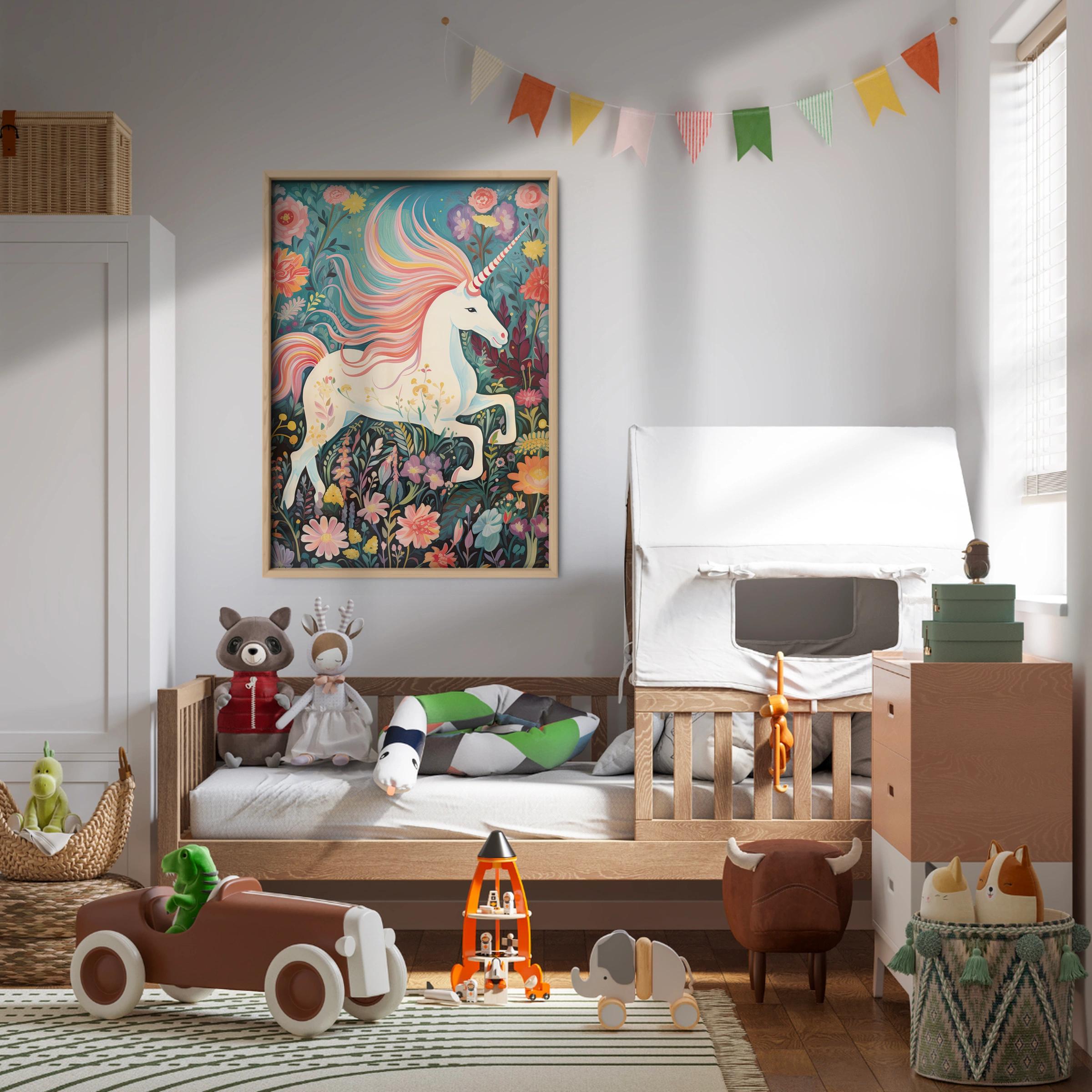 Unicorn in Bloom Nursery Print