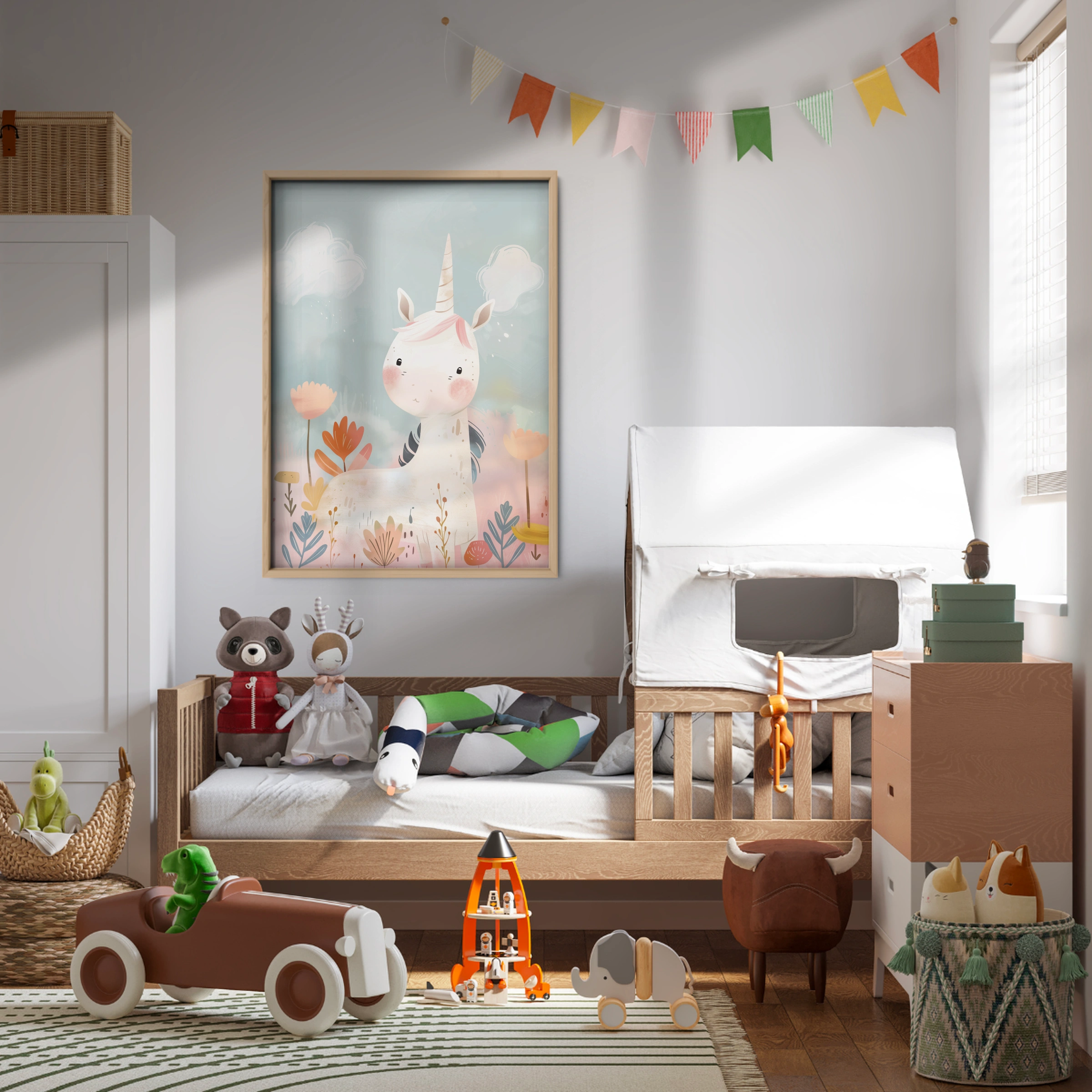 Unicorn in Flowers Nursery Print